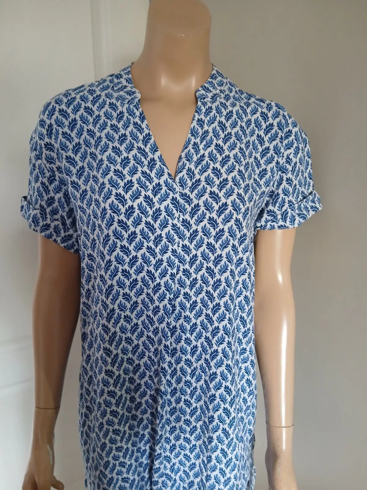 H&M Blue and White Patterned Playsuit UK 8