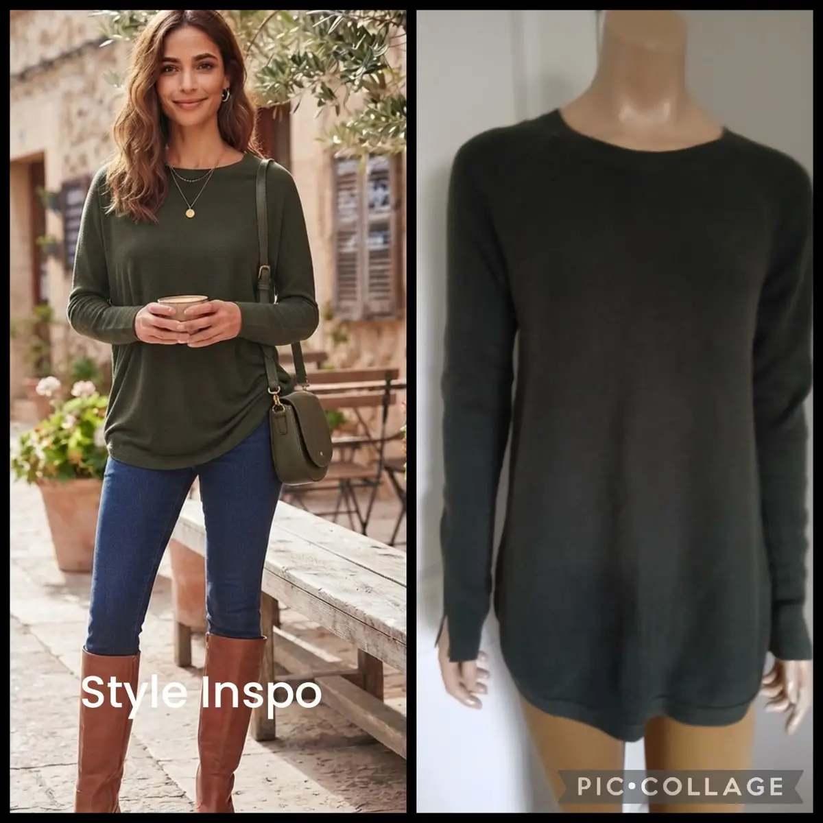 Witchery Dark Green Long Sleeve Top