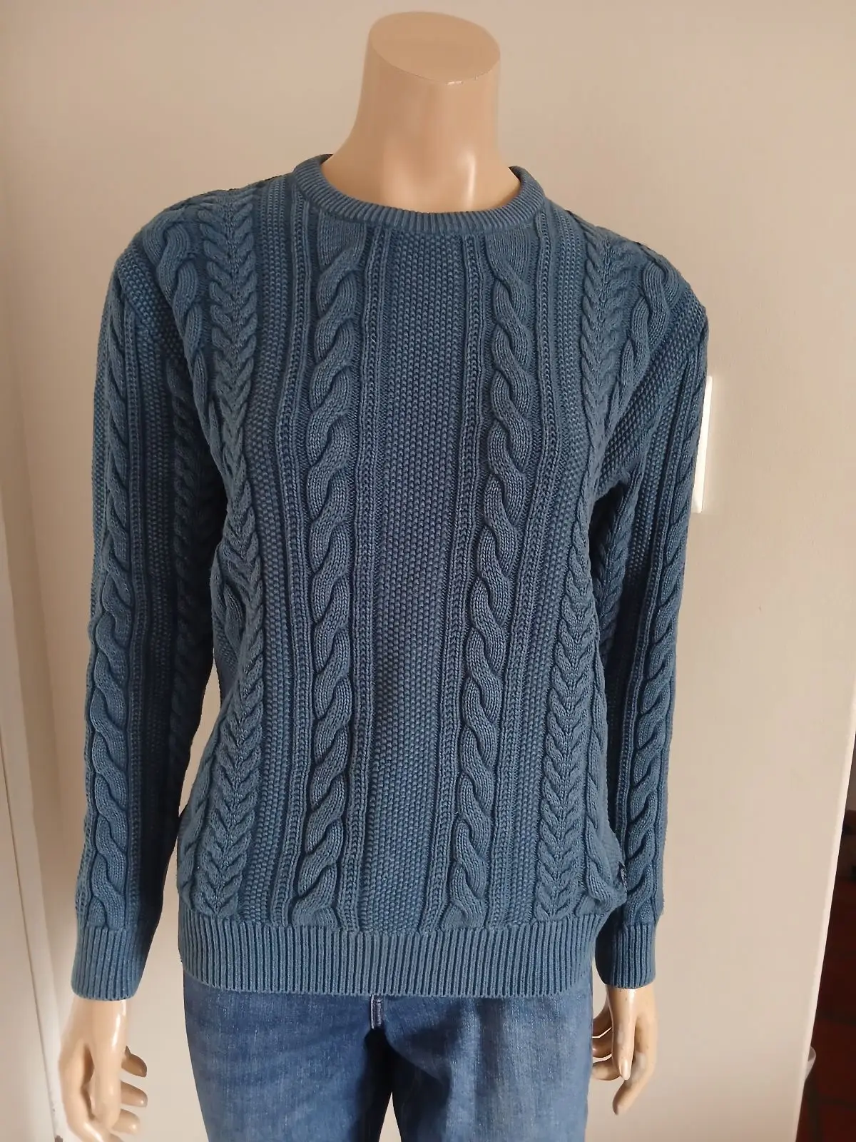 Old Khaki Blue Cable-Knit Sweater