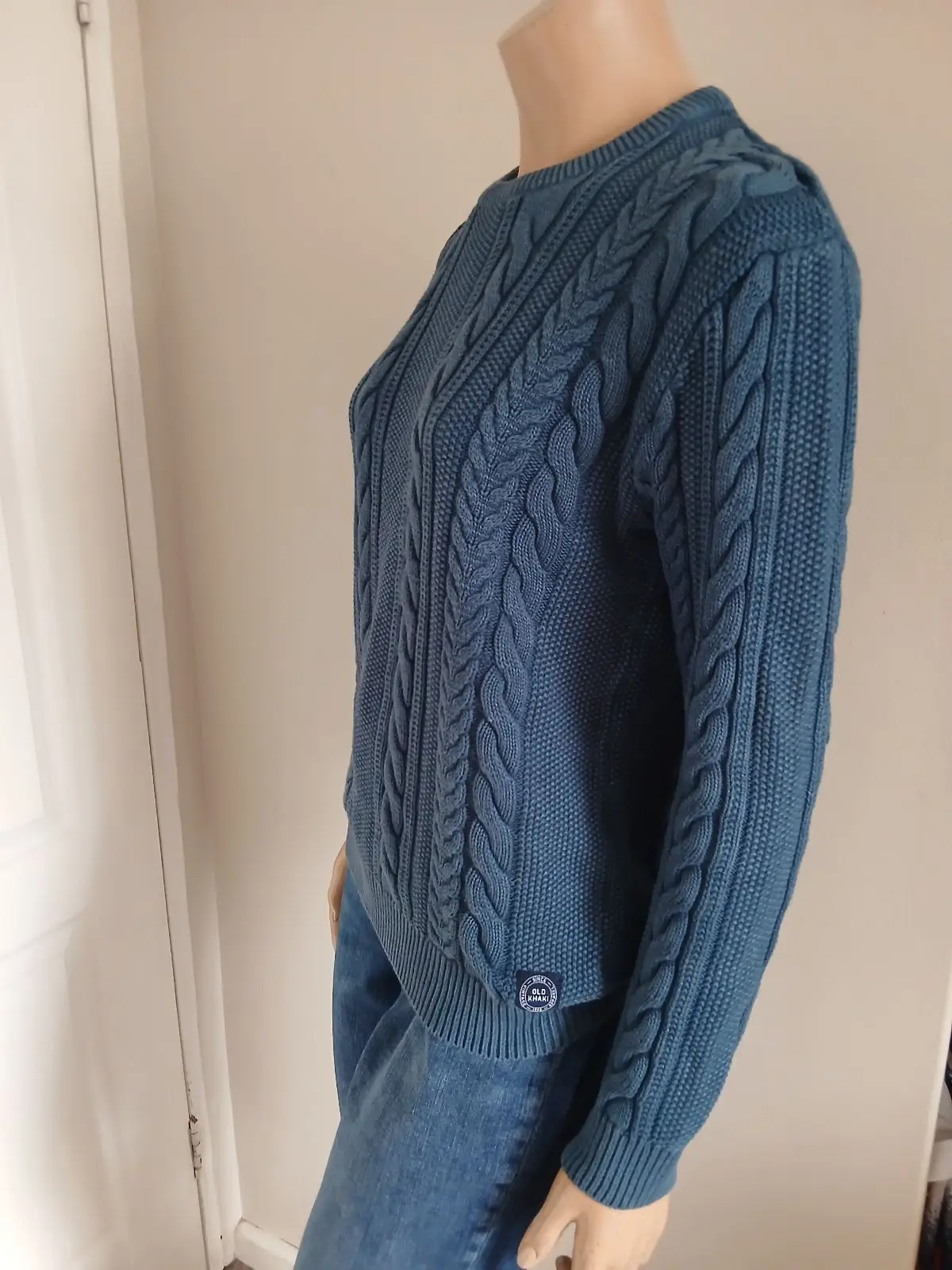 Old Khaki Blue Cable-Knit Sweater
