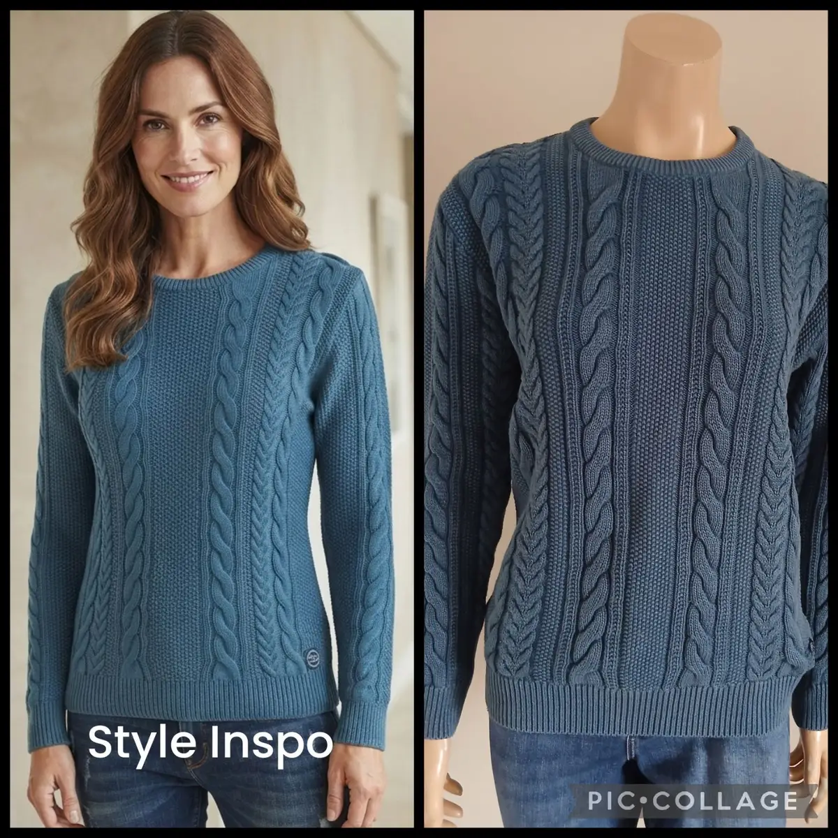 Old Khaki Blue Cable-Knit Sweater