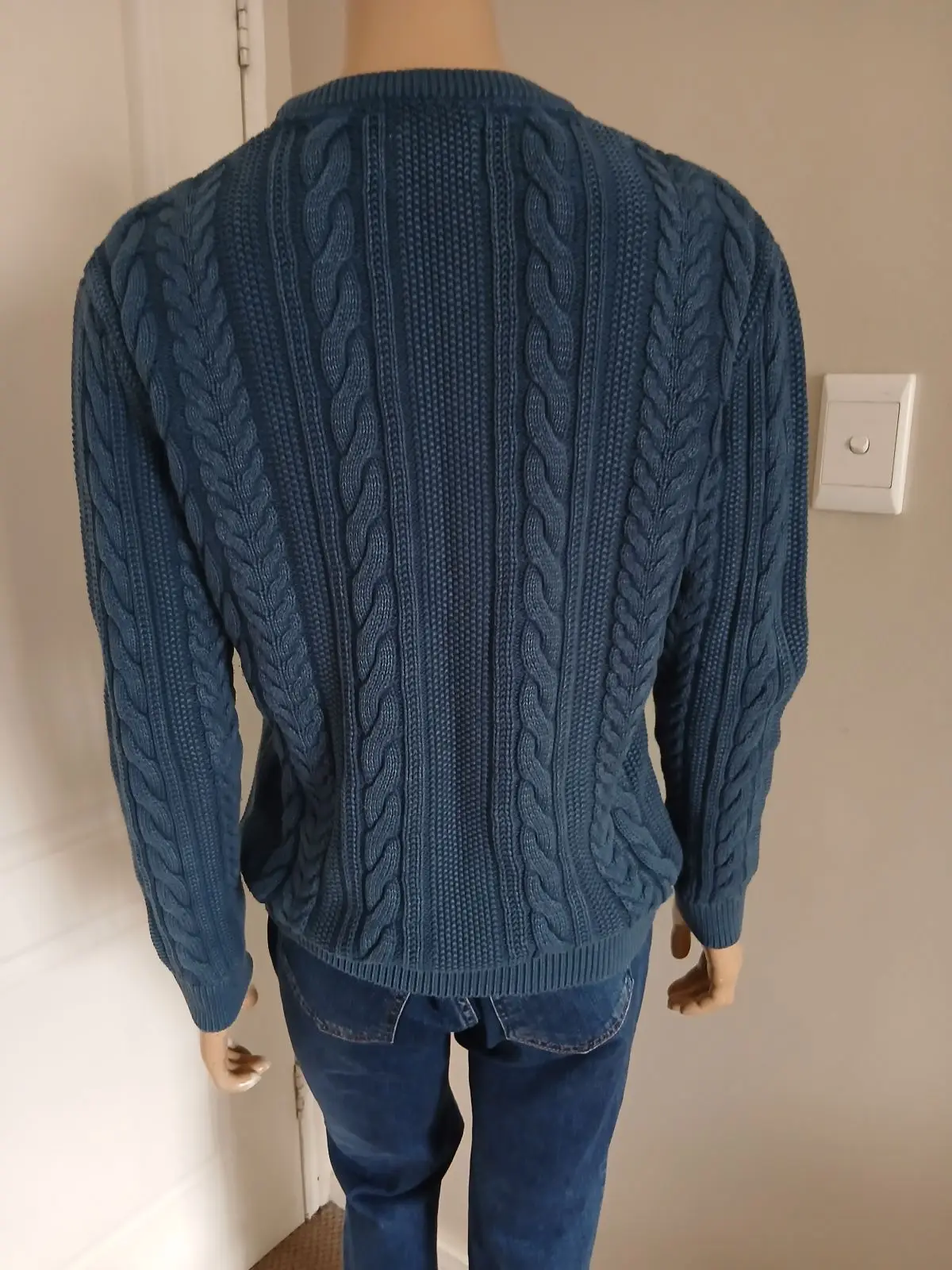 Old Khaki Blue Cable-Knit Sweater