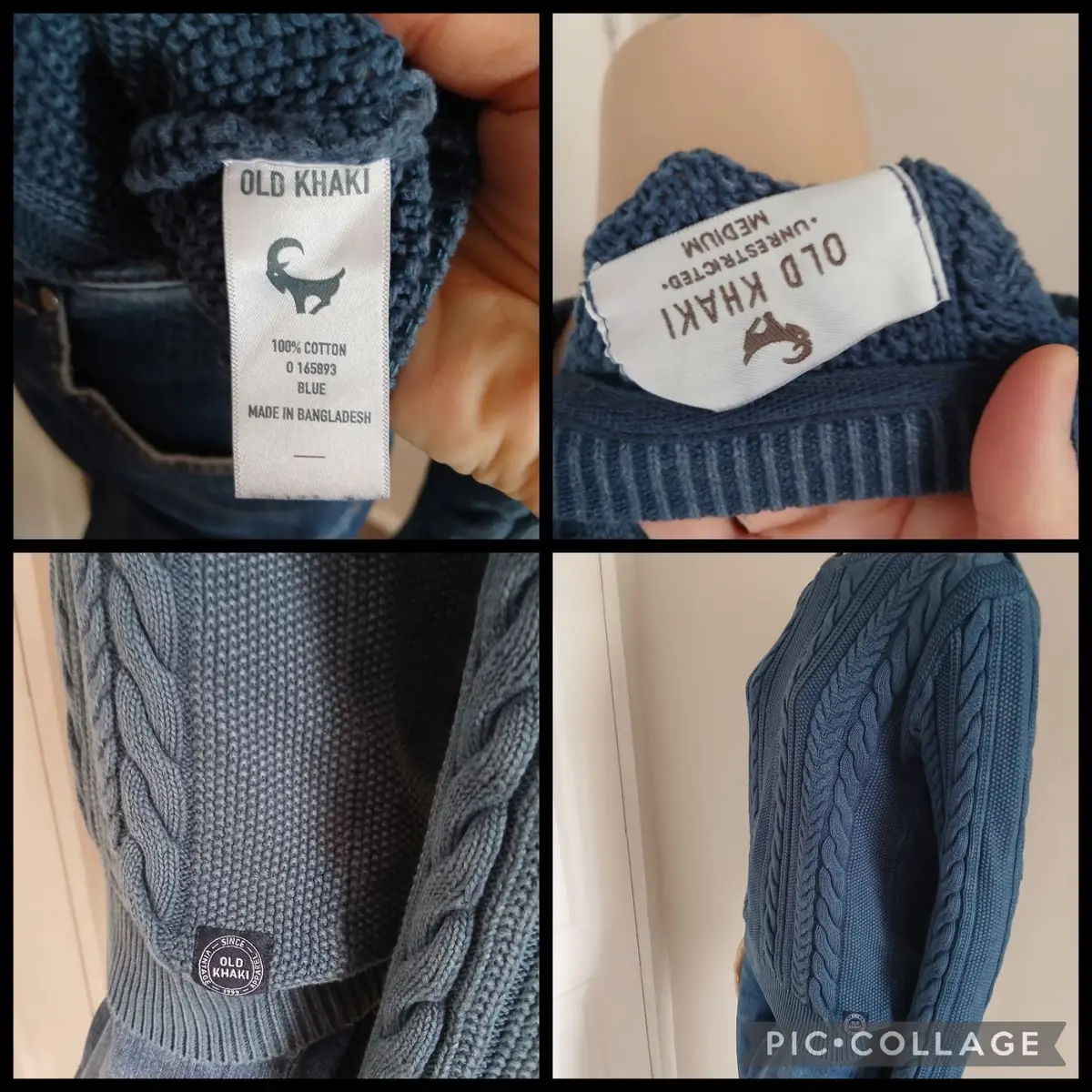Old Khaki Blue Cable-Knit Sweater