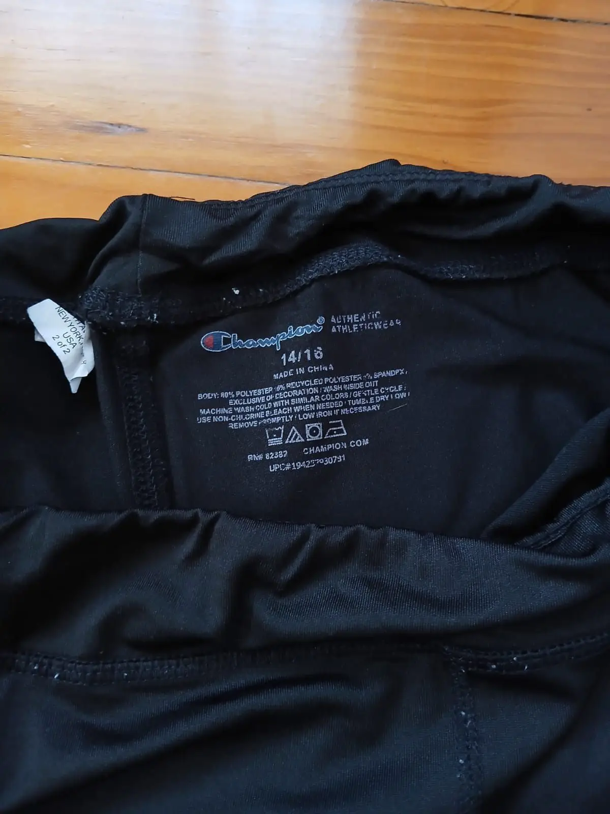Champion Black Leggings with Blue Logo