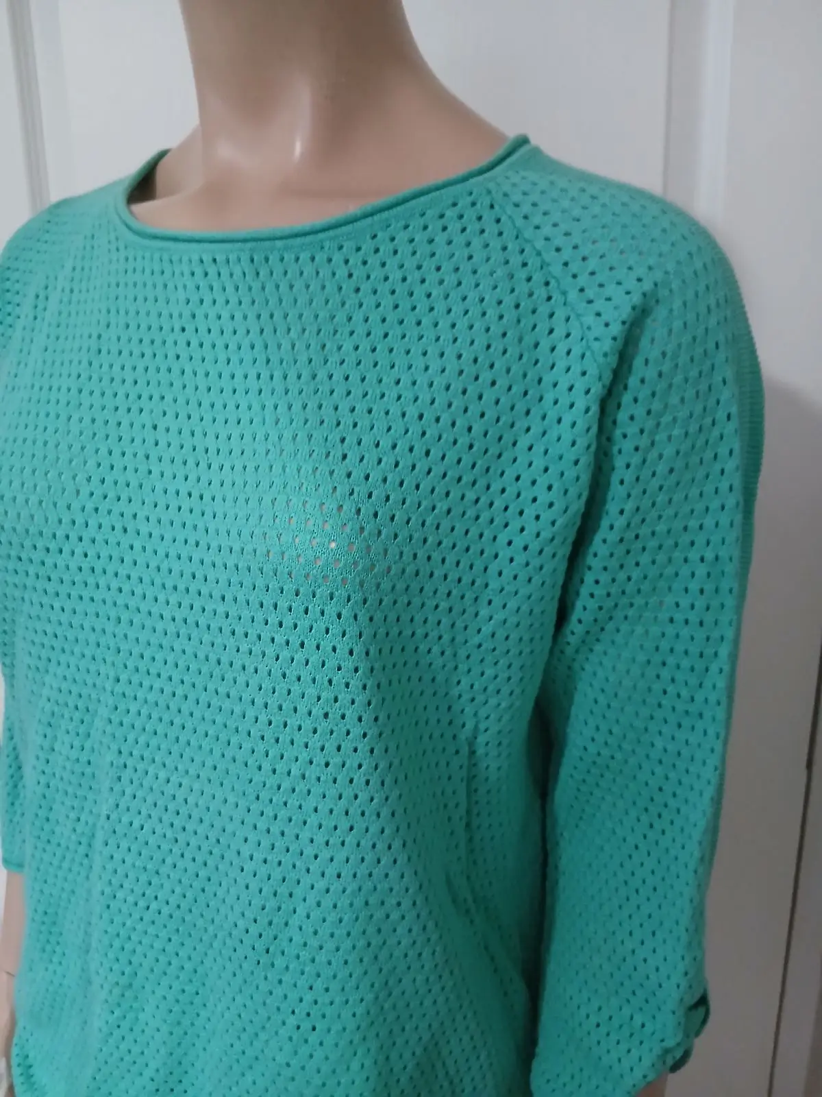 Old Khaki Turquoise Knit Top Size S