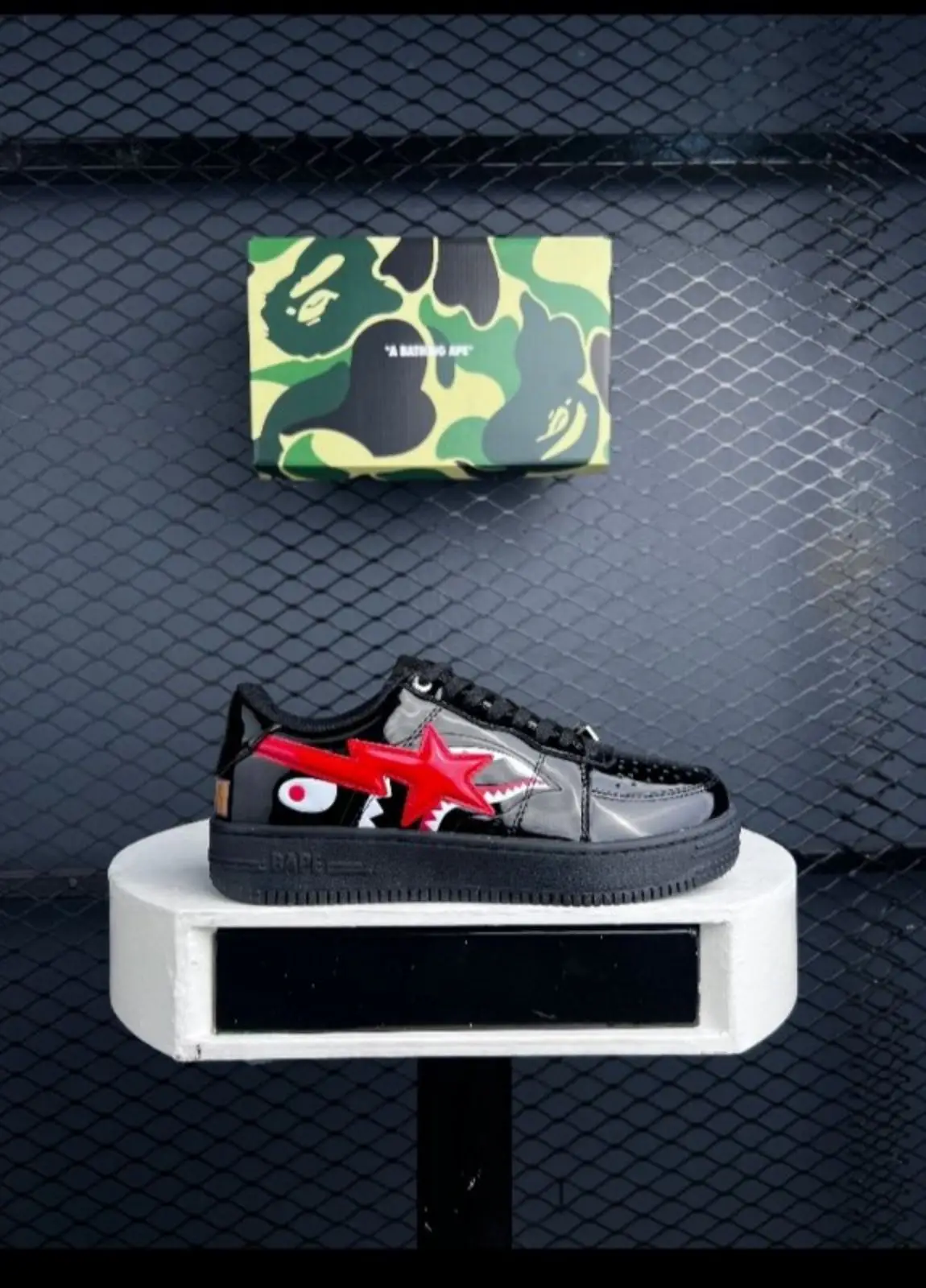 A Bathing Ape Bapesta Shark Black Red