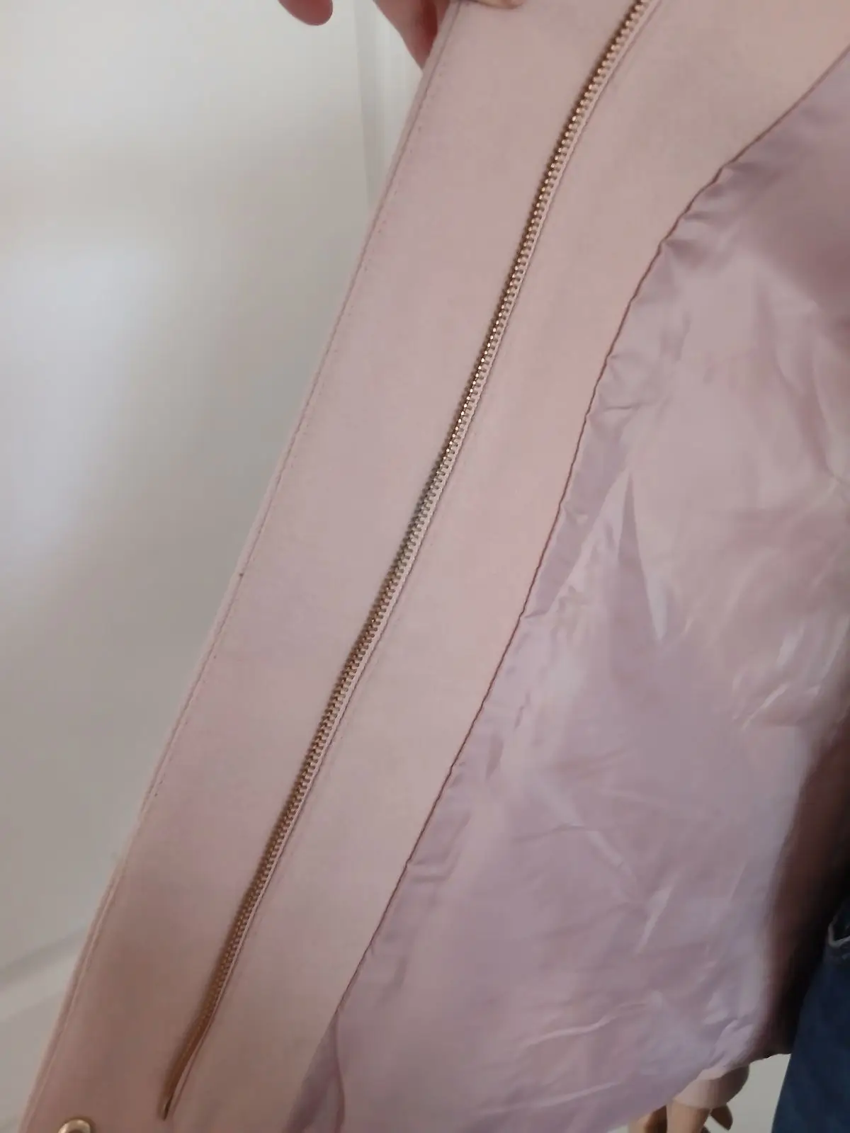 Zara Pink Wool Blend Coat with Faux Fur Hood