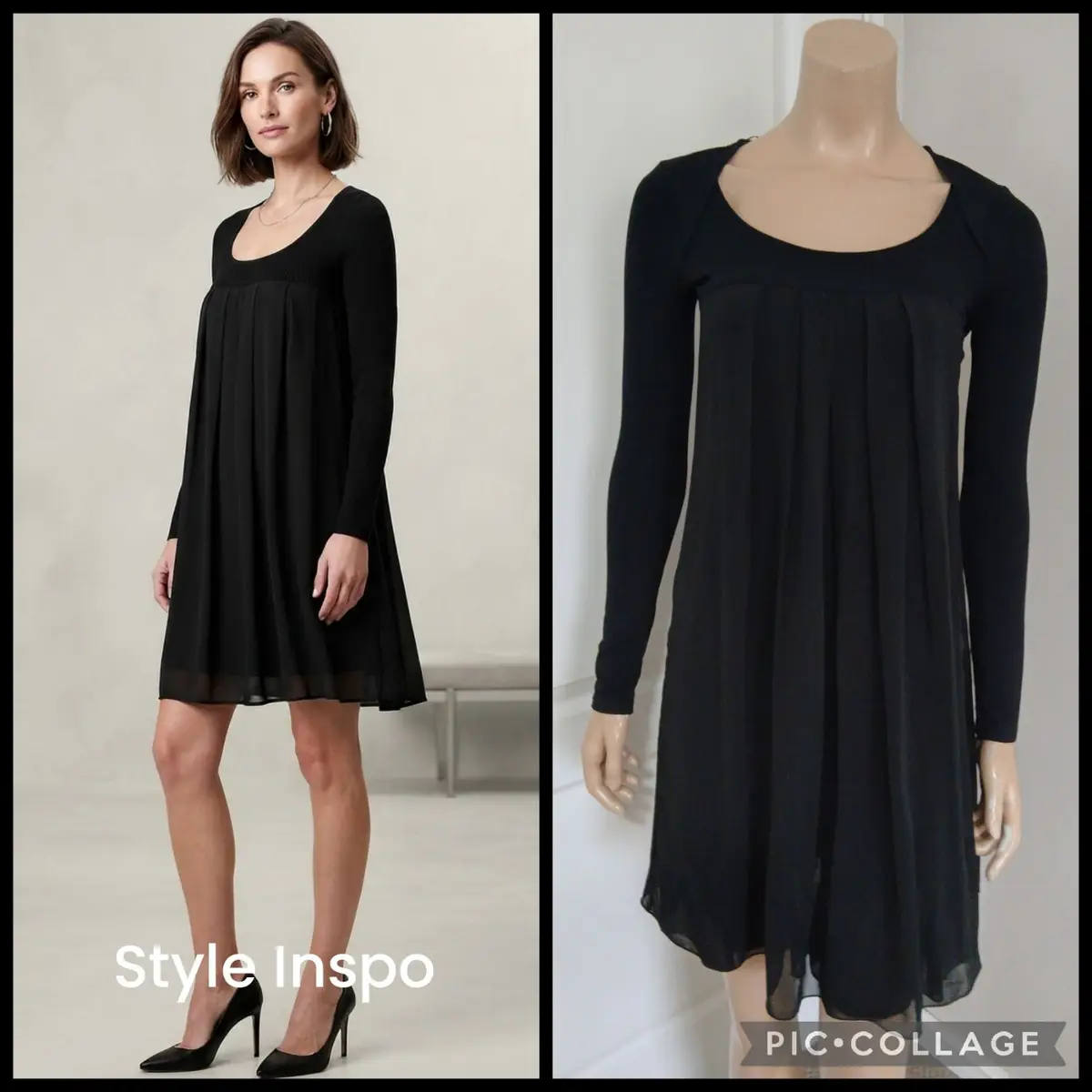 Truworths Black Long Sleeve Mixed Media Dress