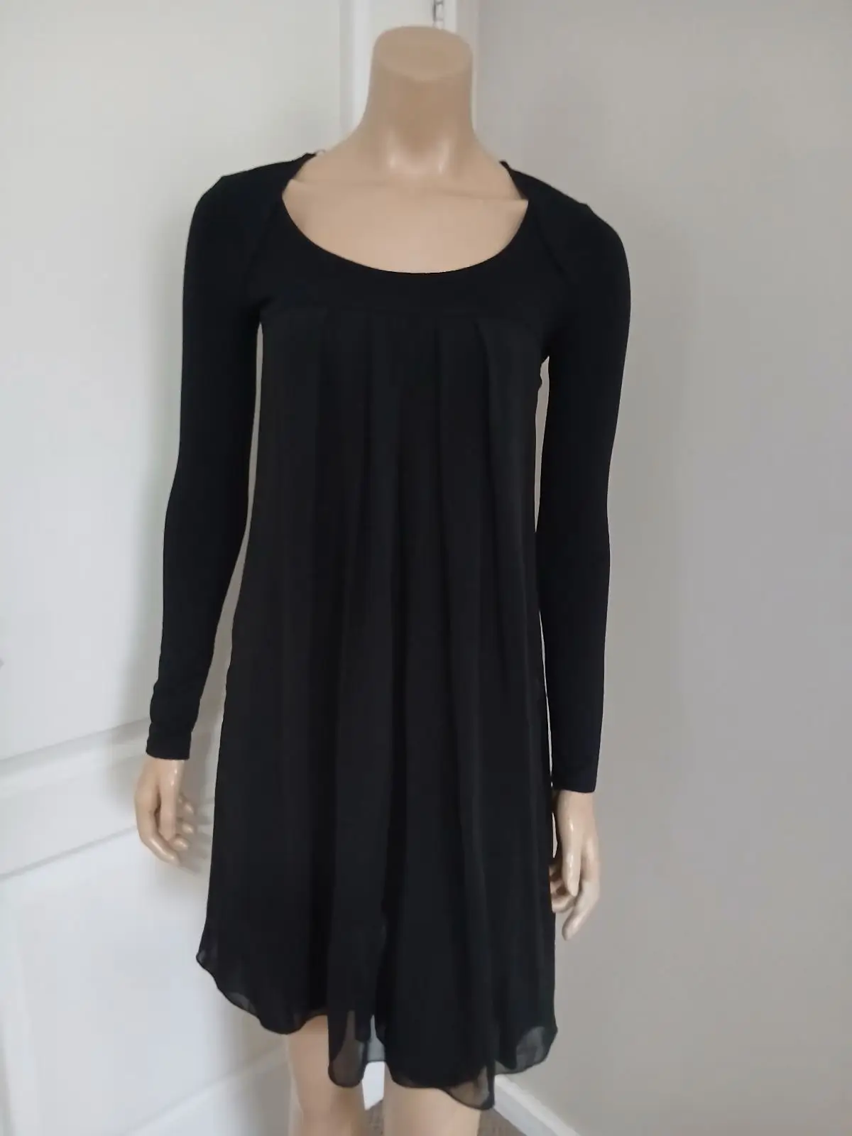 Truworths Black Long Sleeve Mixed Media Dress