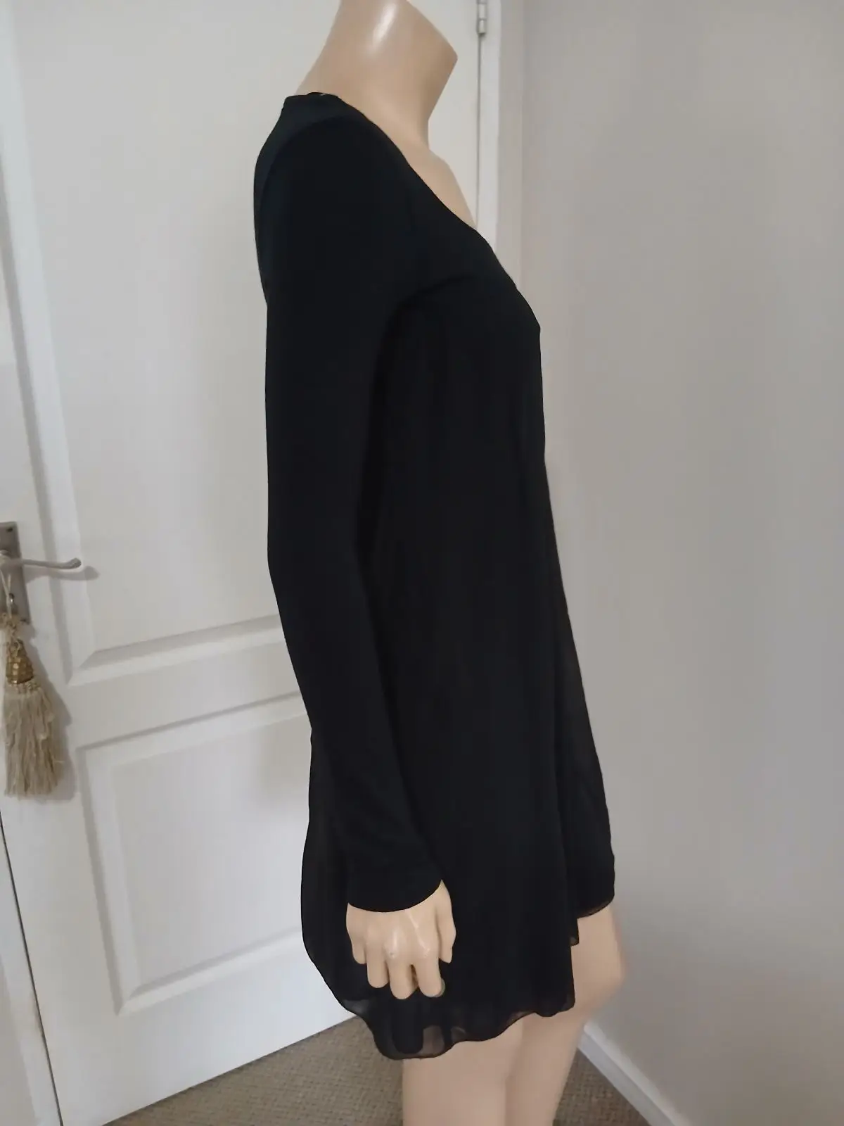 Truworths Black Long Sleeve Mixed Media Dress