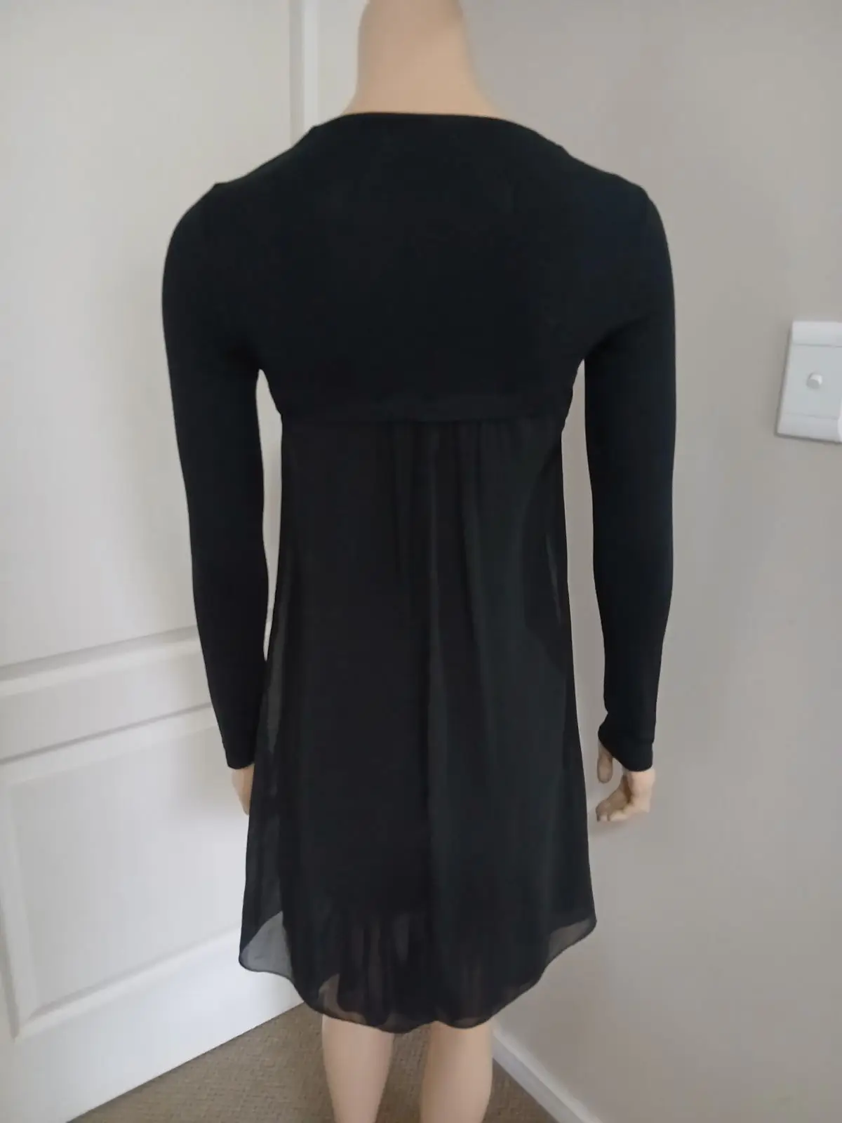 Truworths Black Long Sleeve Mixed Media Dress