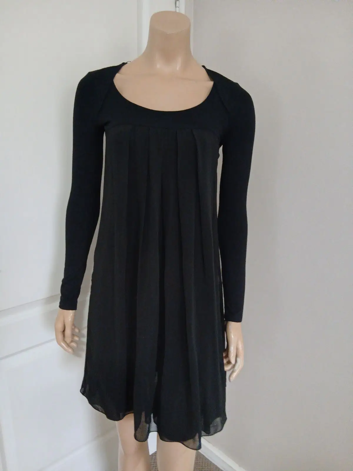 Truworths Black Long Sleeve Mixed Media Dress