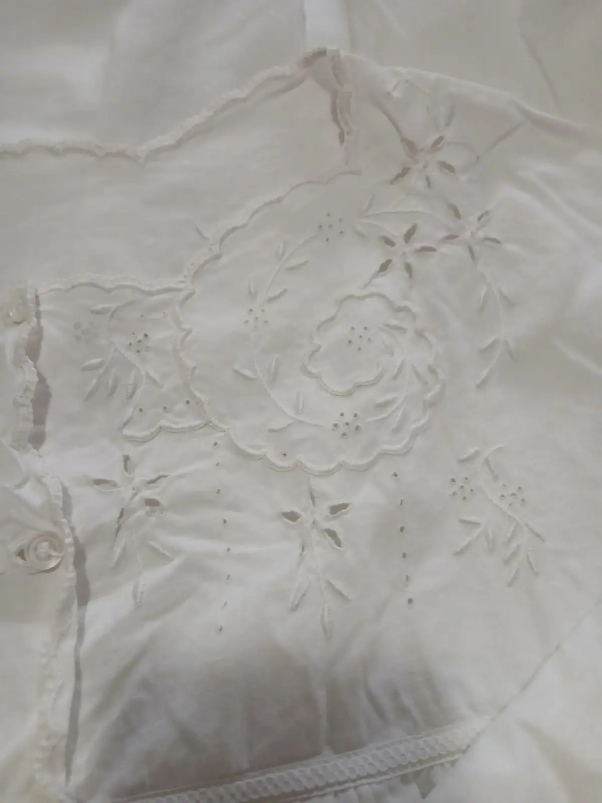 Vintage Style White Cotton Long Nightgown