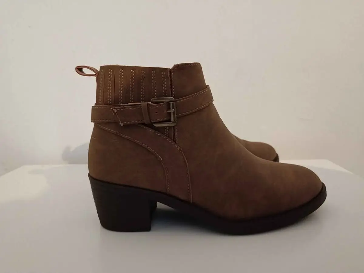 Brown Ankle Boots with Buckle Detail Size 5