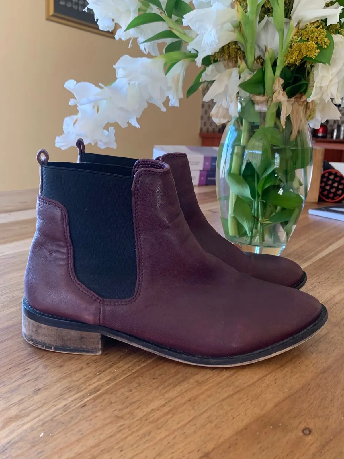 Woolworths Maroon Leather Chelsea Boots