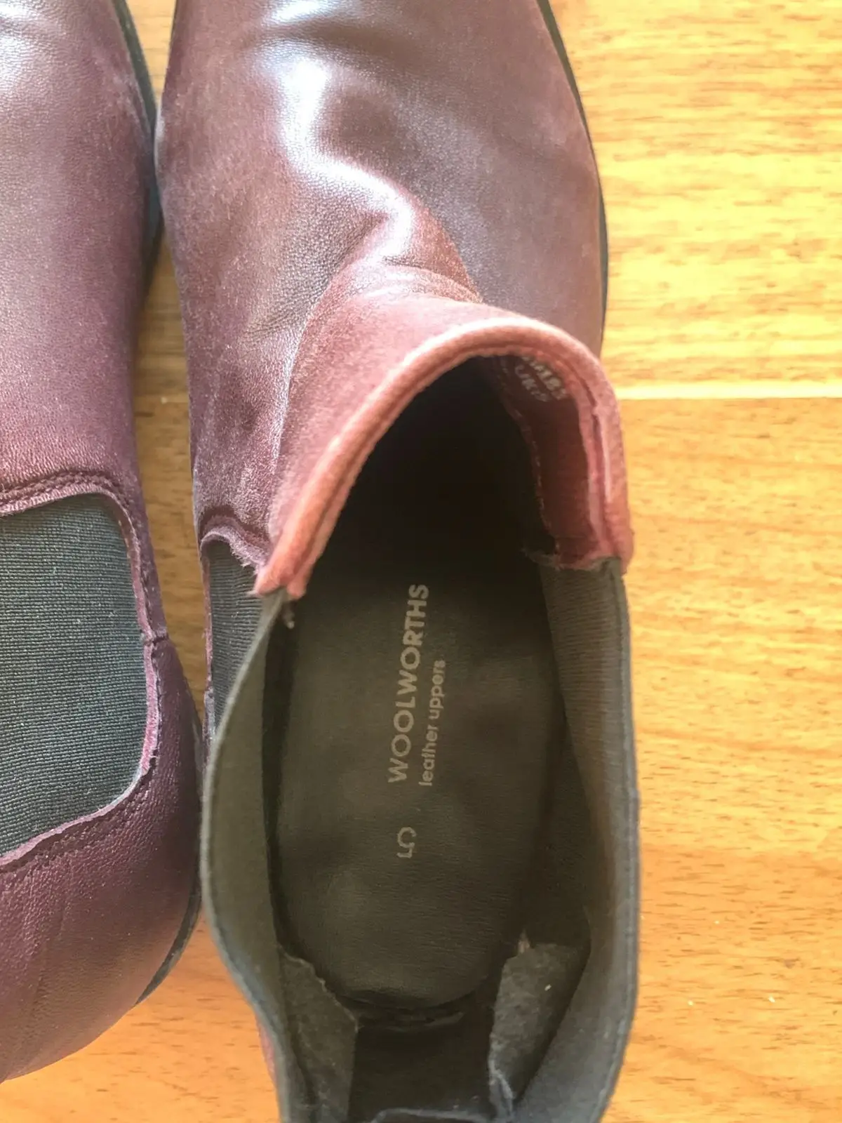 Woolworths Maroon Leather Chelsea Boots