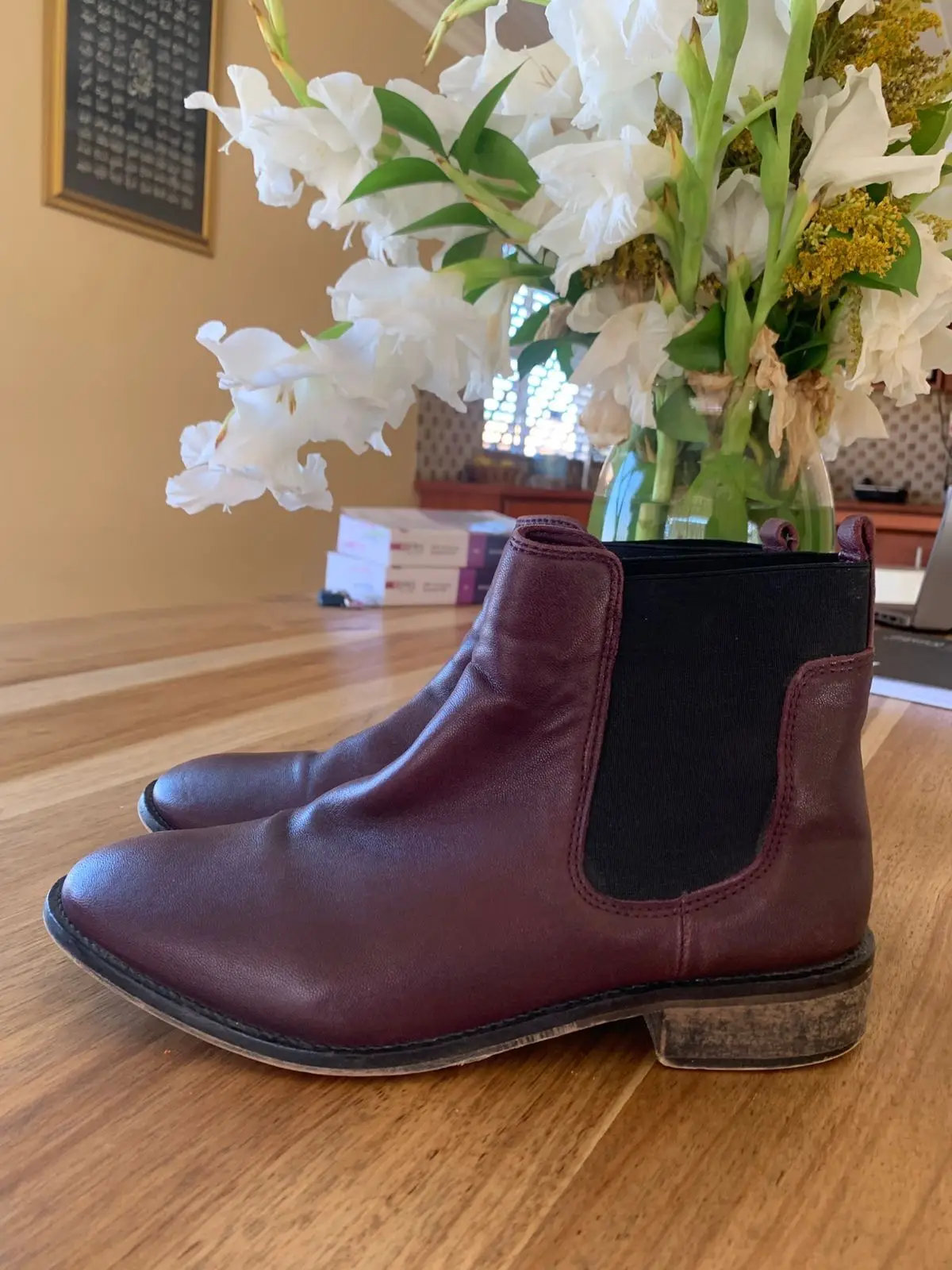 Woolworths Maroon Leather Chelsea Boots
