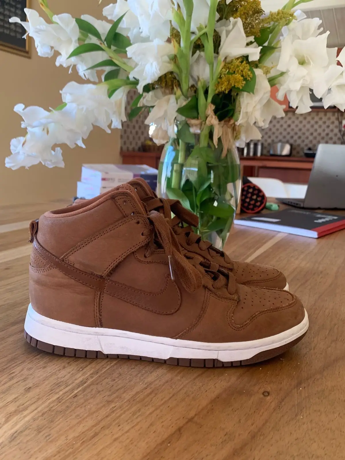 Nike Brown Leather High-Top Sneakers