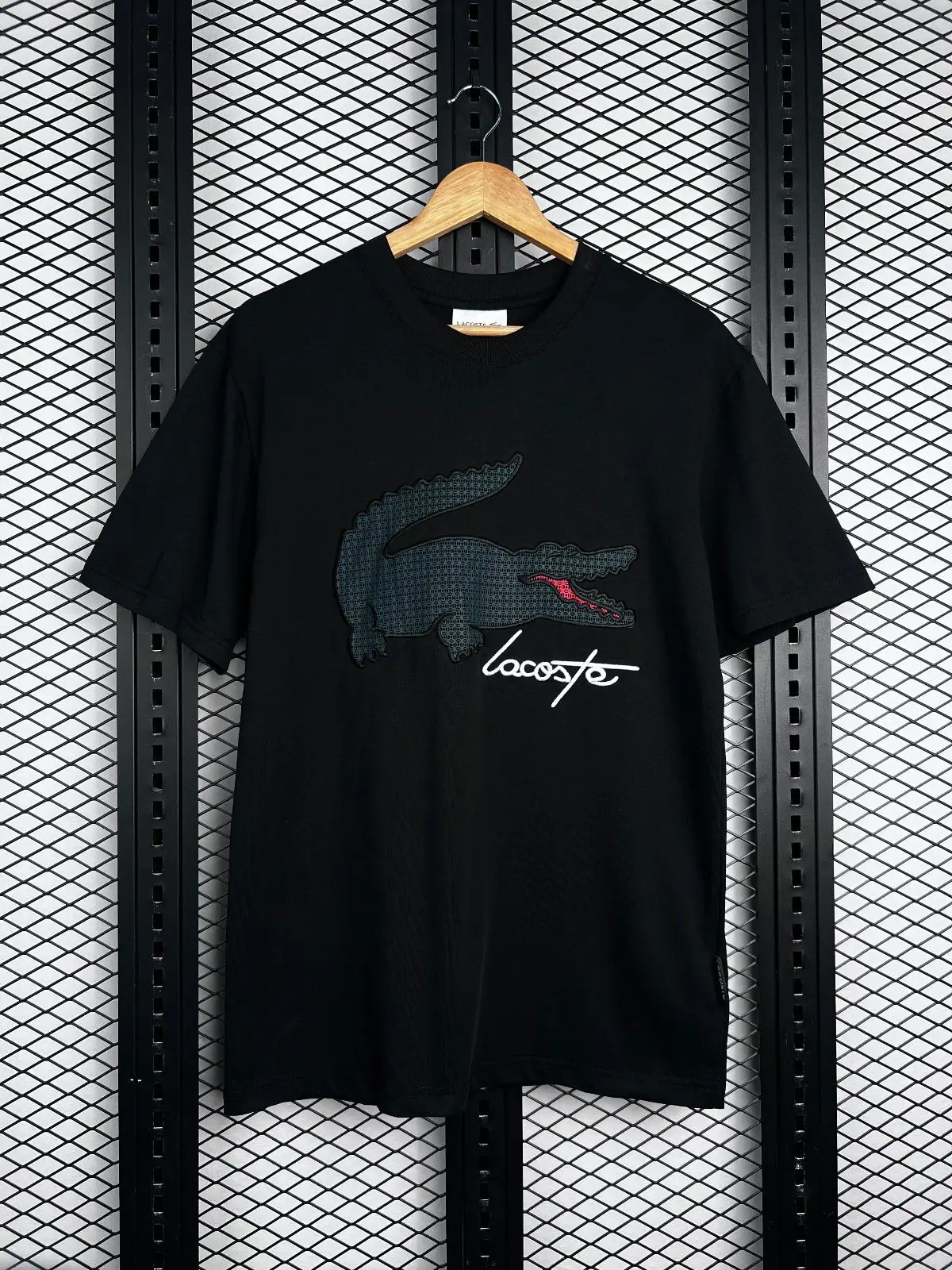 Lacoste White Graphic T-Shirt with Large Crocodile Logo