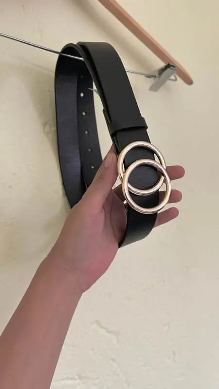 Jet Black Belt Chunky WirhGold Detail