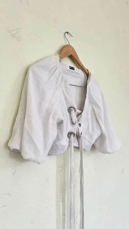 The Fix White Cropped Feminine Shirt