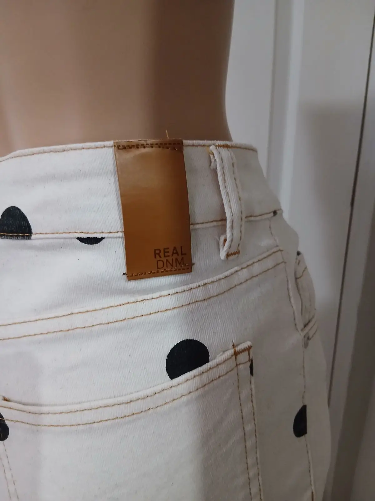 White Polka Dot Denim Jeans