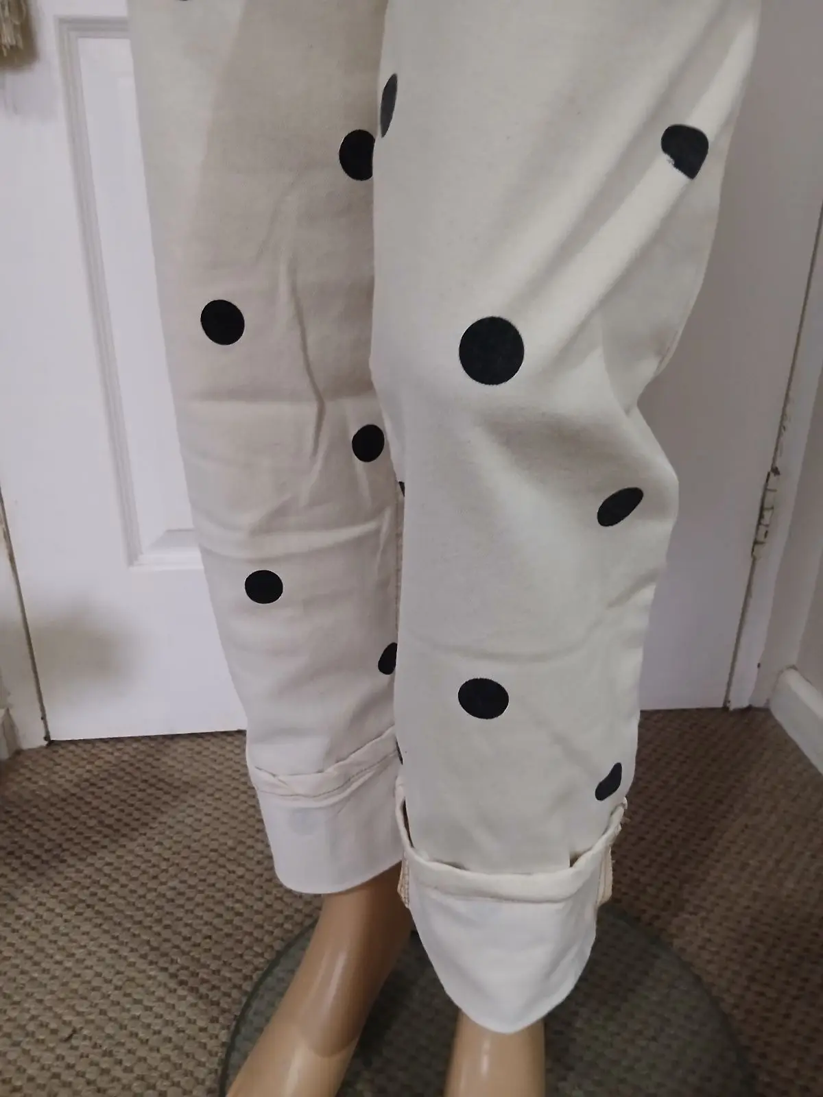 White Polka Dot Denim Jeans