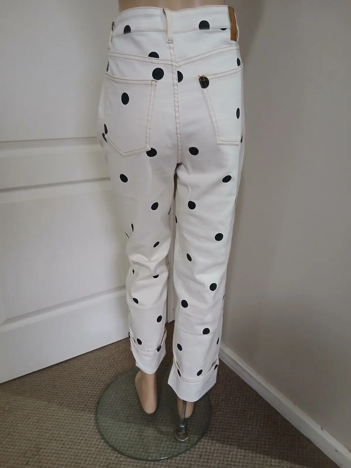 White Polka Dot Denim Jeans