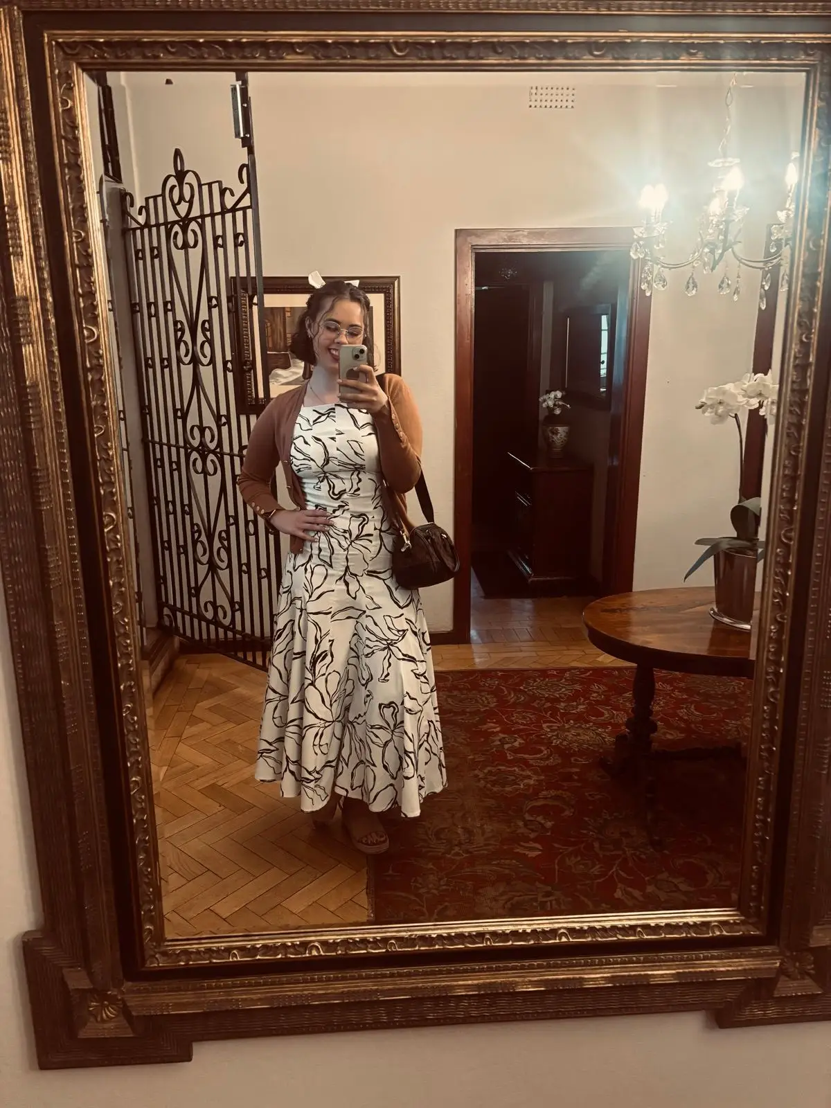 Foschini White and Black Floral Midi Dress