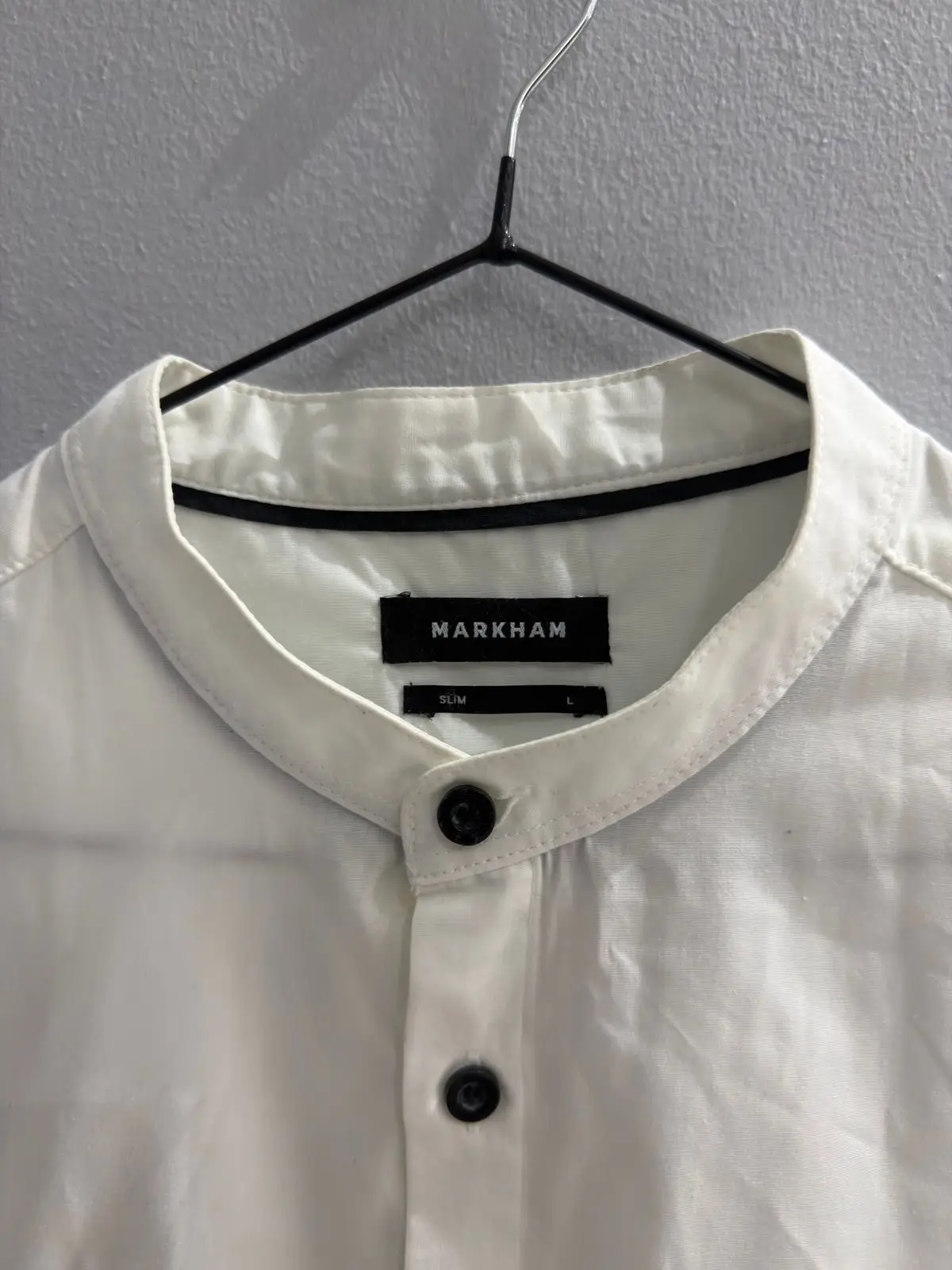 Markham White Mandarin Collar Slim Shirt