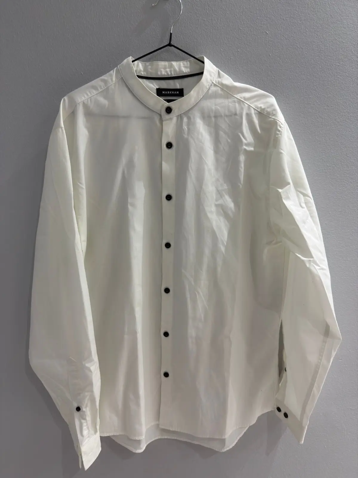 Markham White Mandarin Collar Slim Shirt