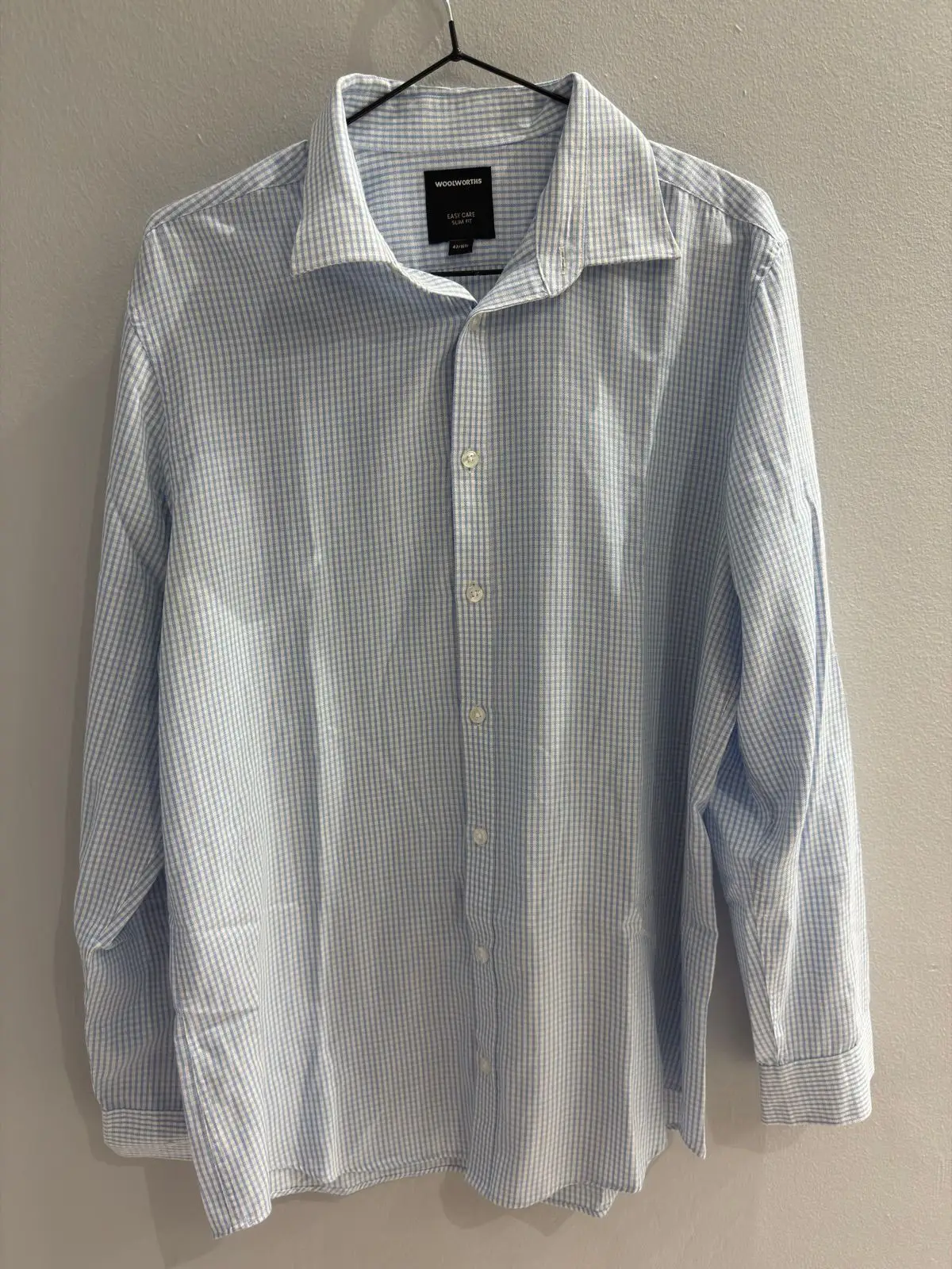 Woolworths Blue Checkered Slim Fit Long-Sleeve Shirt