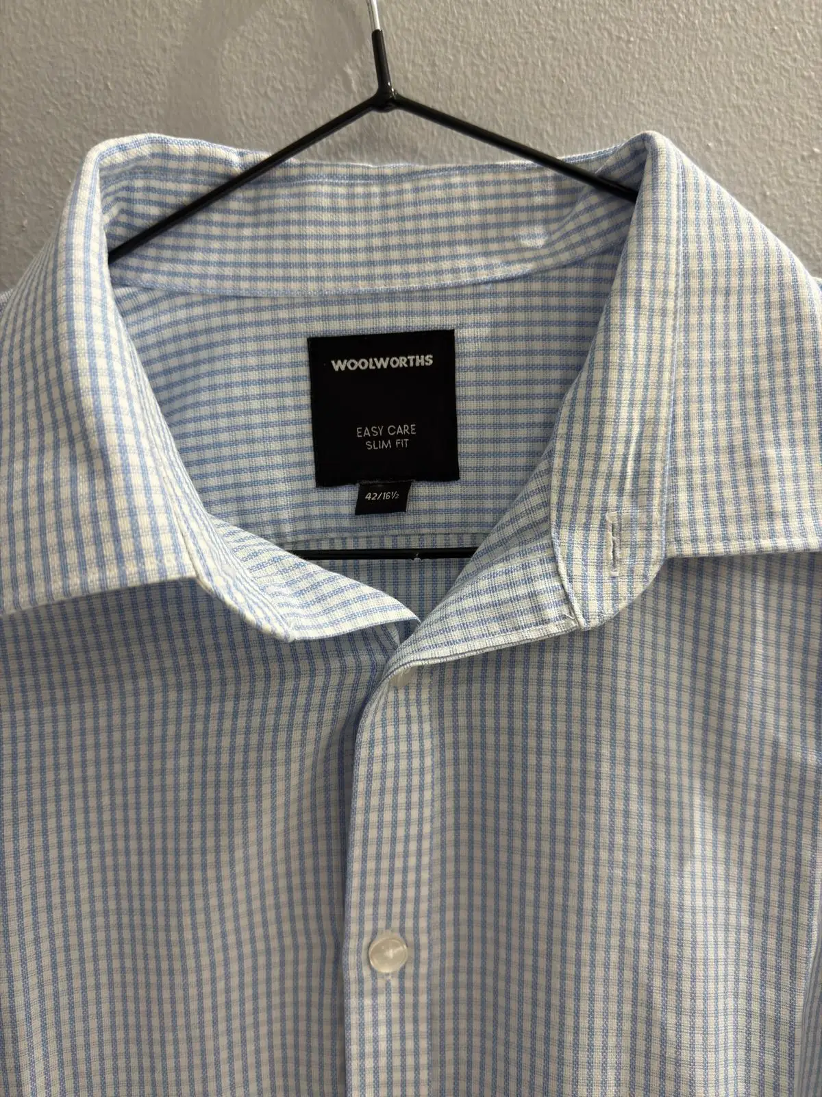 Woolworths Blue Checkered Slim Fit Long-Sleeve Shirt