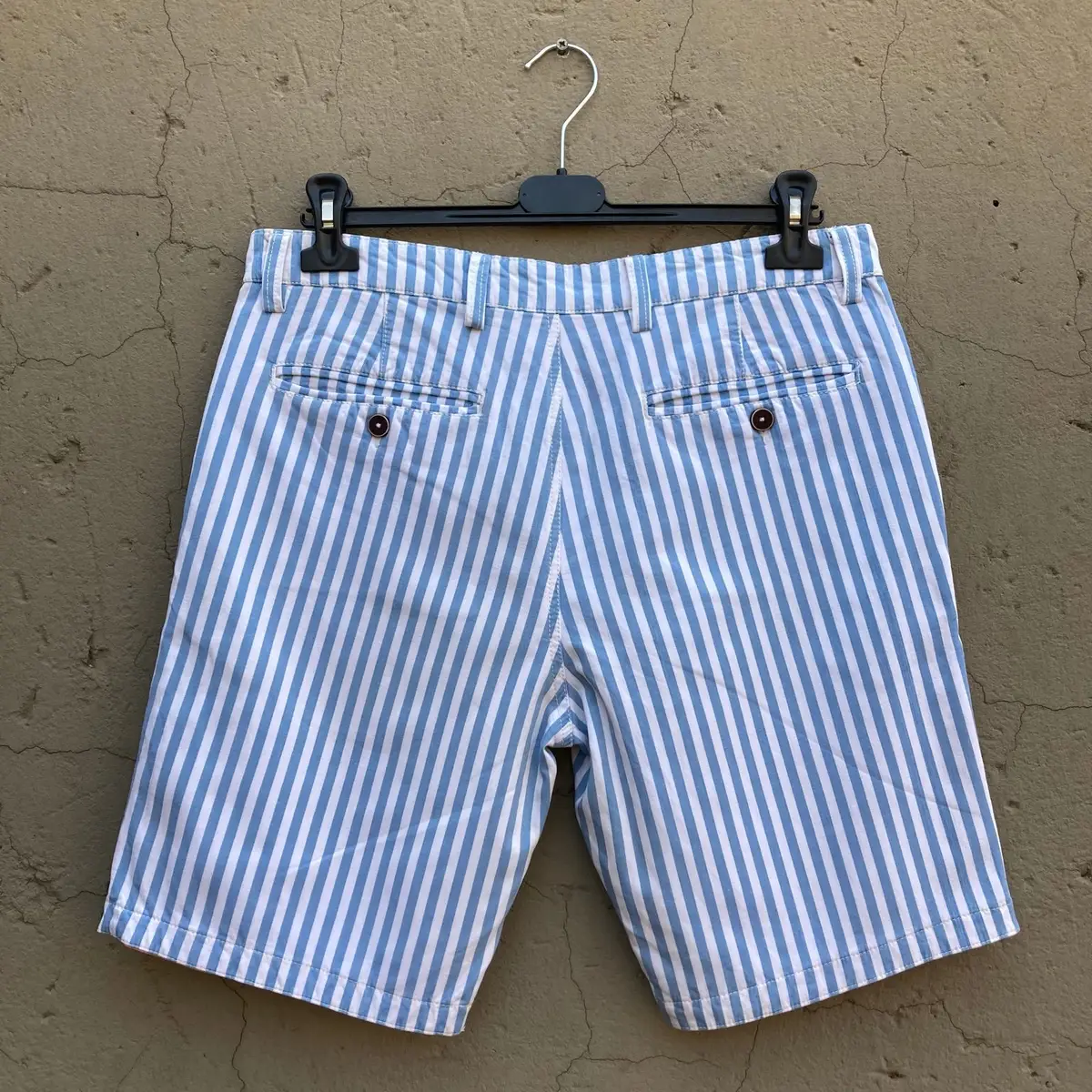Blue and White Striped Shorts