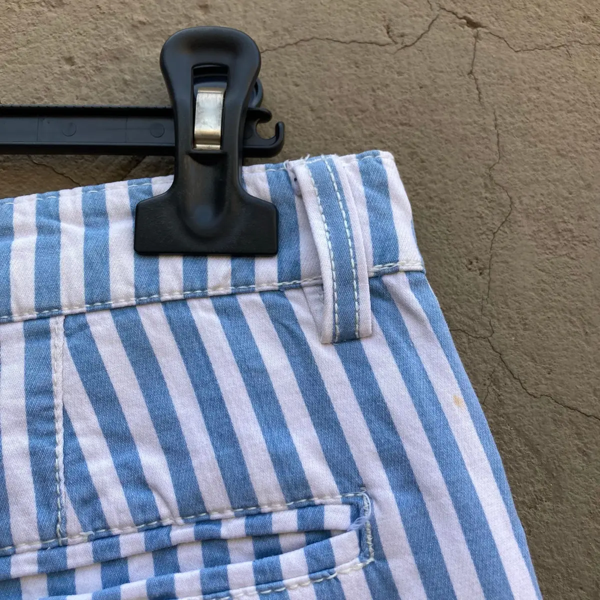 Blue and White Striped Shorts