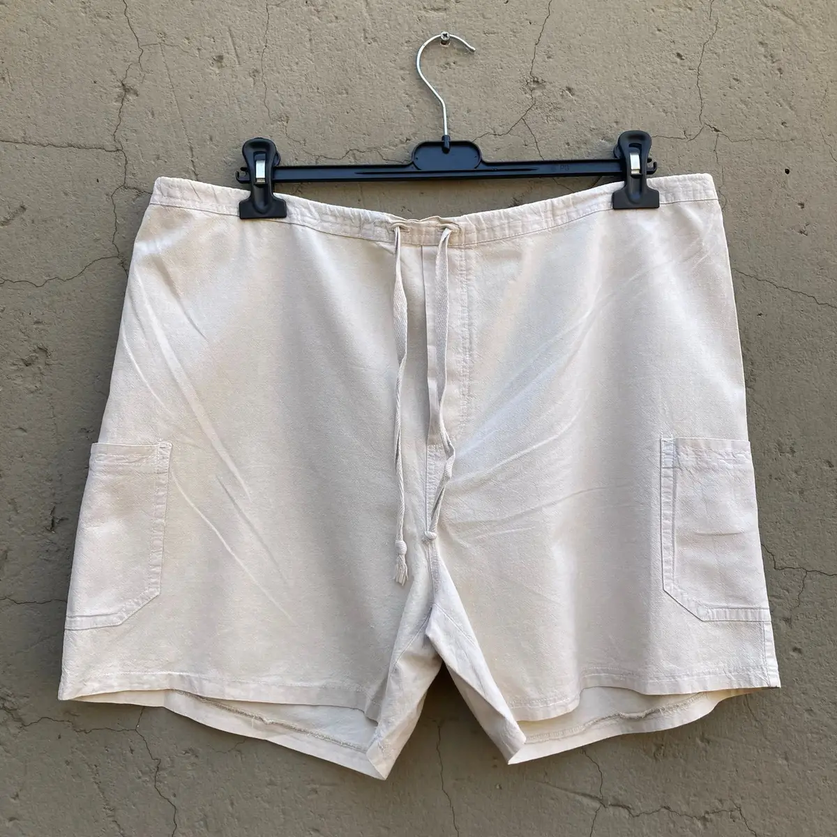Beige Drawstring Utility Shorts