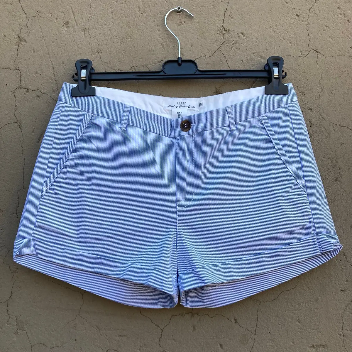 H&M L.O.G.G. Blue and White Striped Shorts