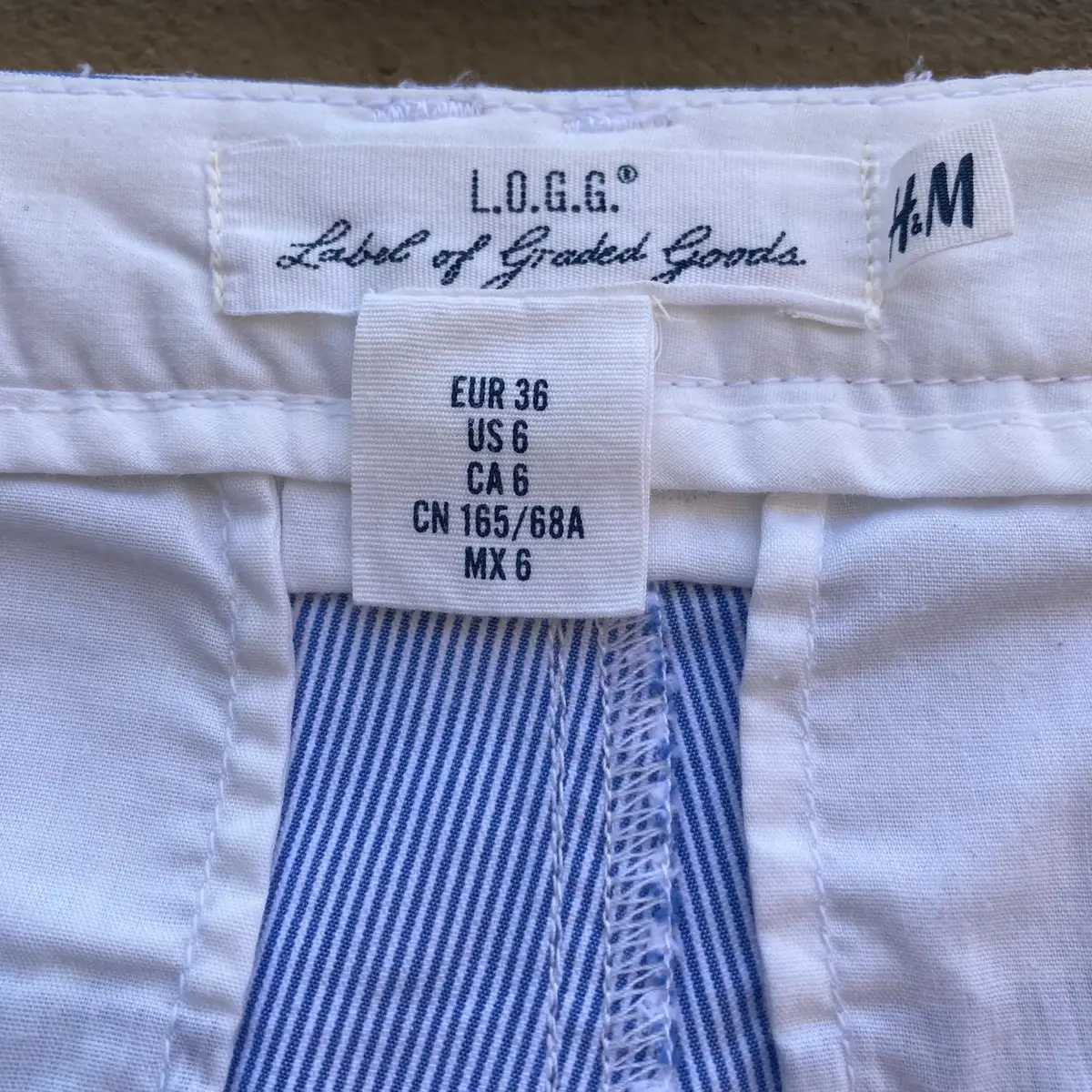 H&M L.O.G.G. Blue and White Striped Shorts