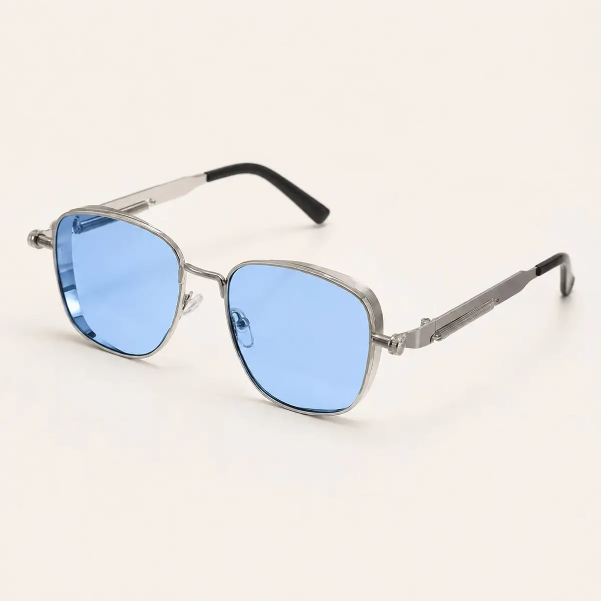 Silver Frame Blue Lens Sunglasses