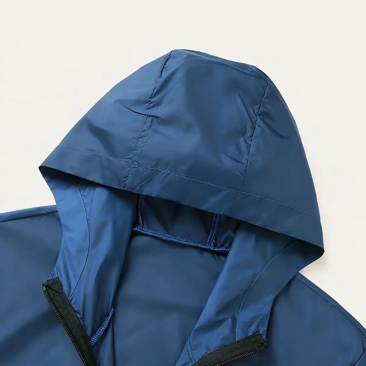 Blue Lightweight Hooded Windbreaker Jacket