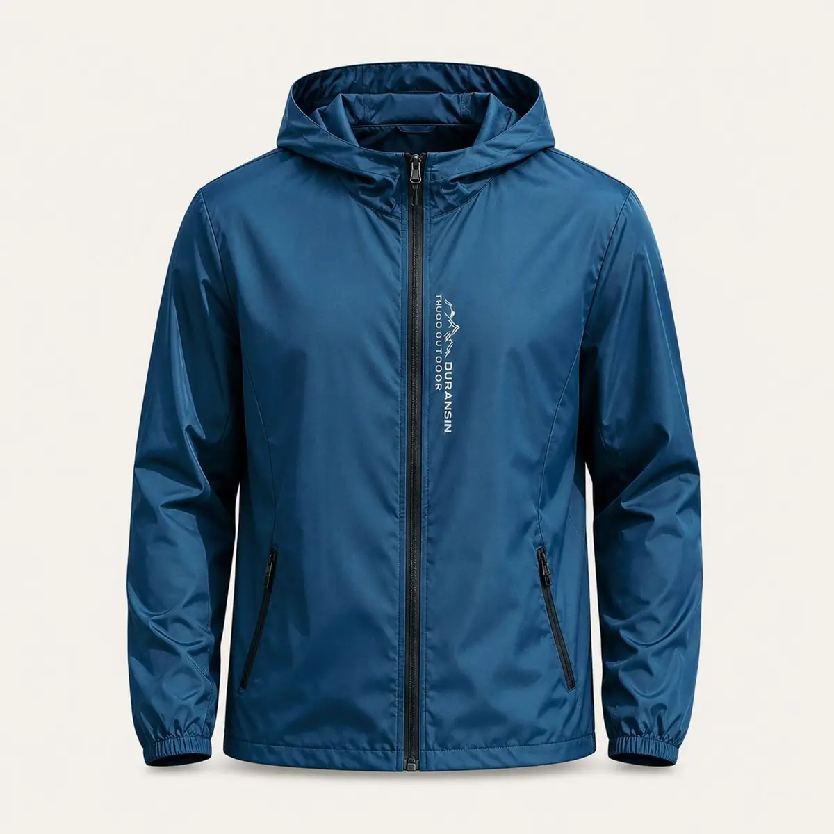 Blue Lightweight Hooded Windbreaker Jacket
