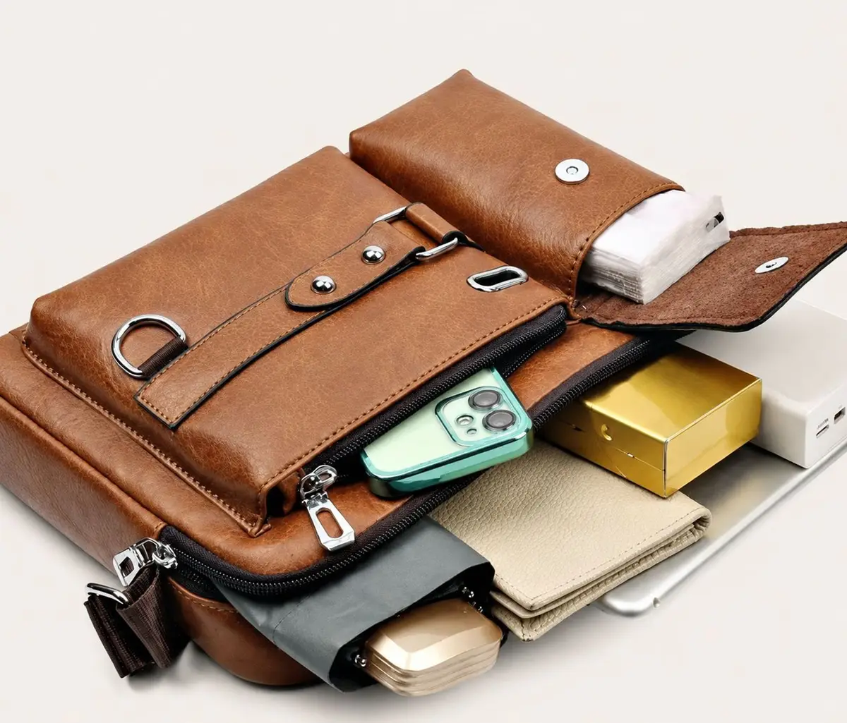 CarlKimu Brown Messenger Bag