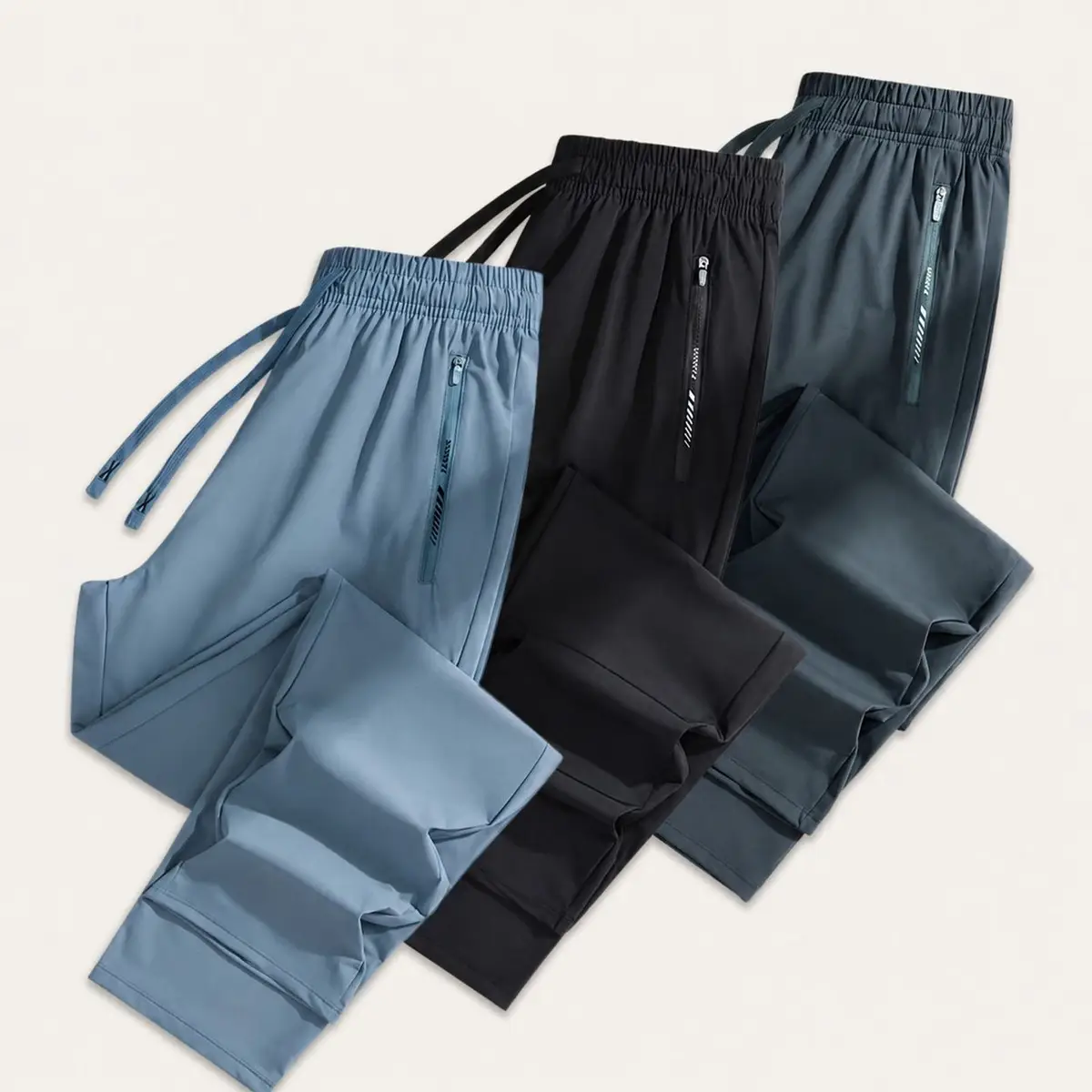 Light Blue Athletic Joggers with Zip Pockets