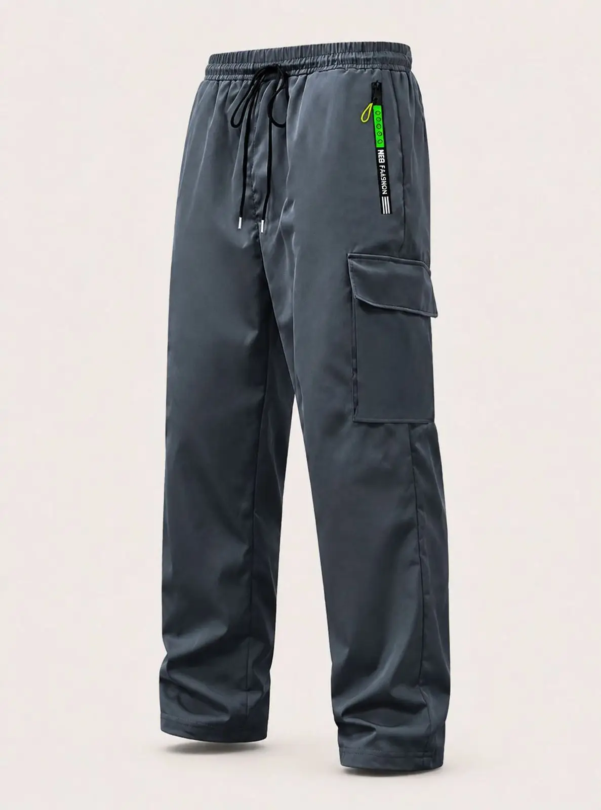 Dark Grey Utility Cargo Pants with Drawstring Waist