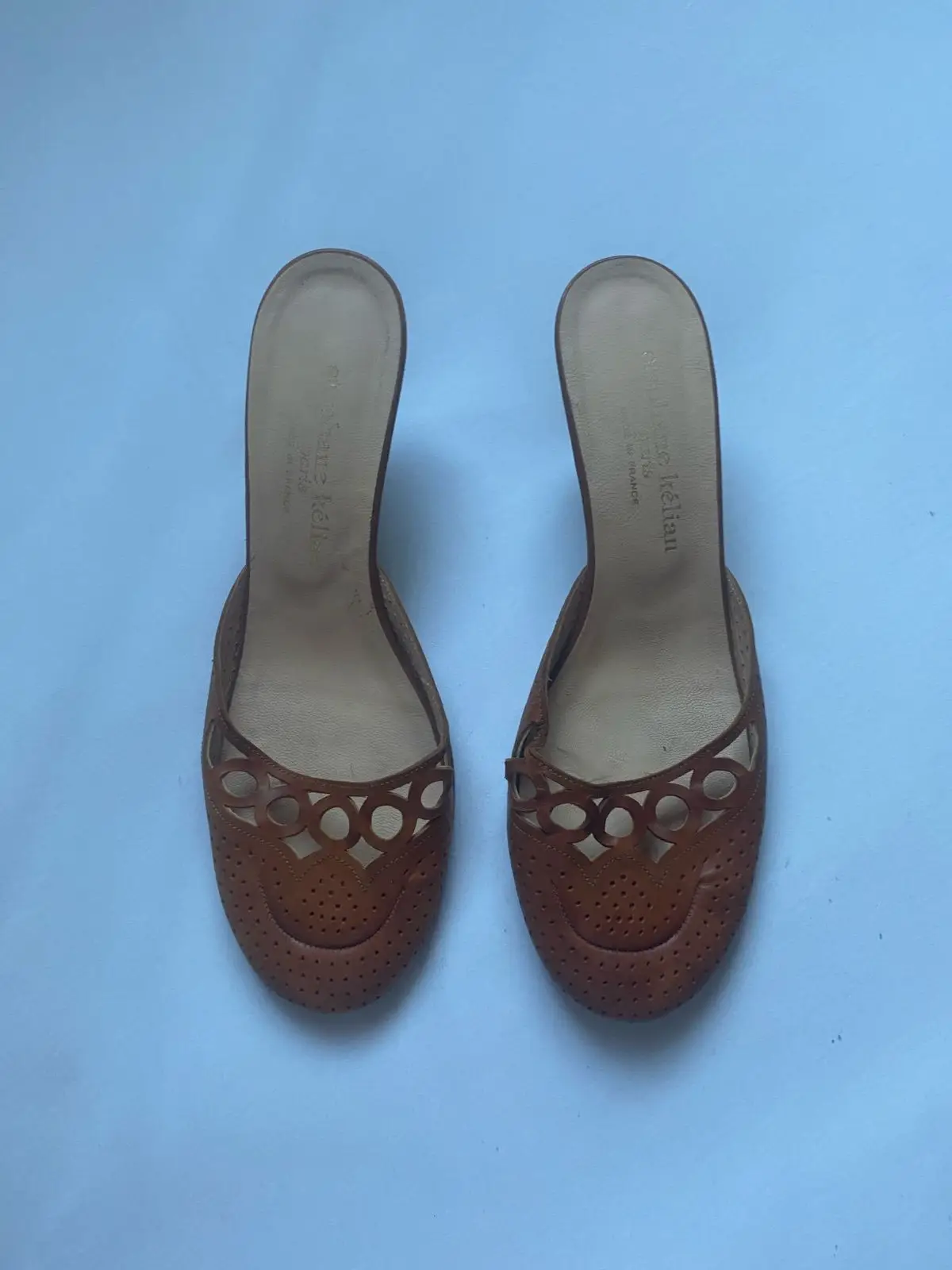 Stephane Kelian Brown Leather Cutout Mules