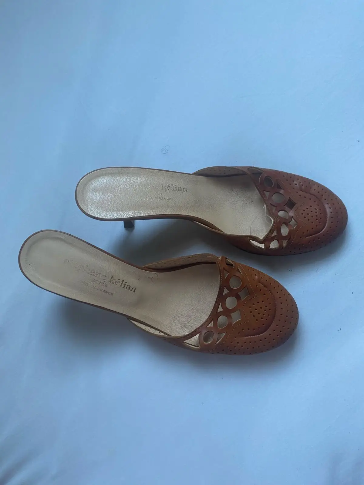 Stephane Kelian Brown Leather Cutout Mules