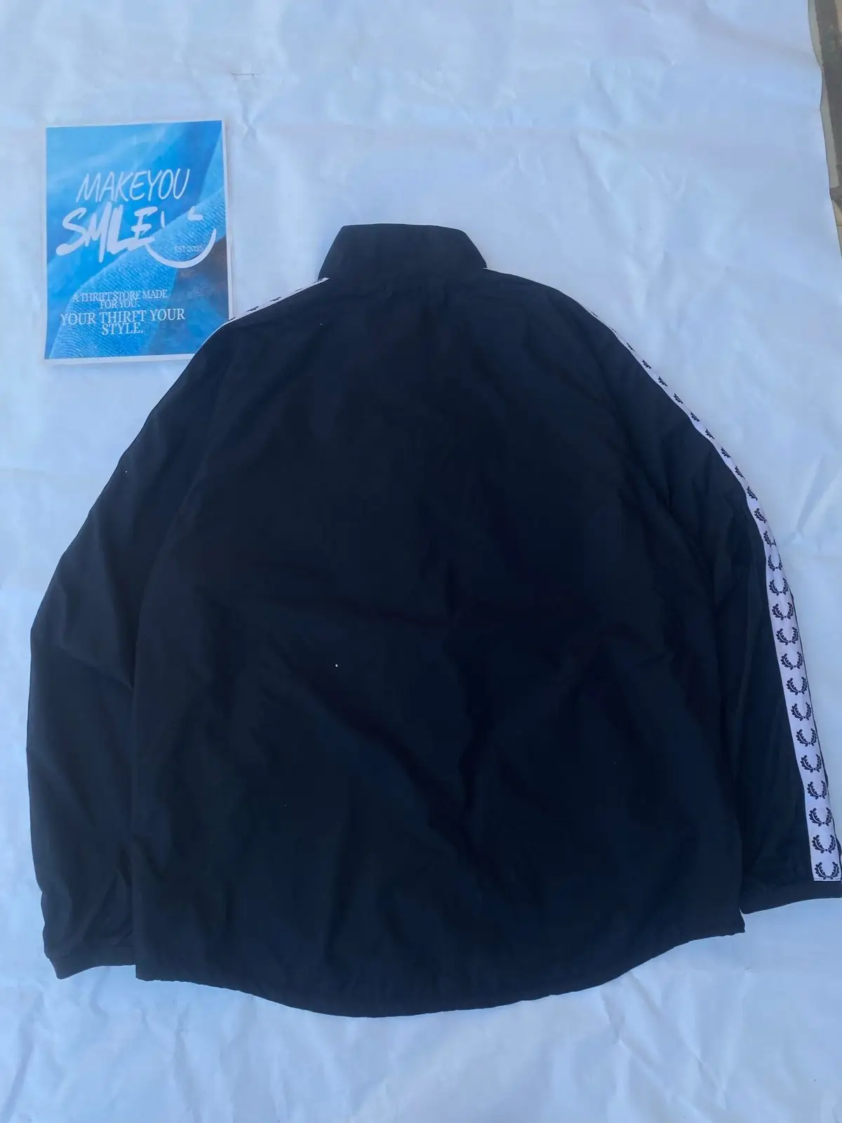 Fred Perry Black Track Jacket with Laurel Wreath Tape