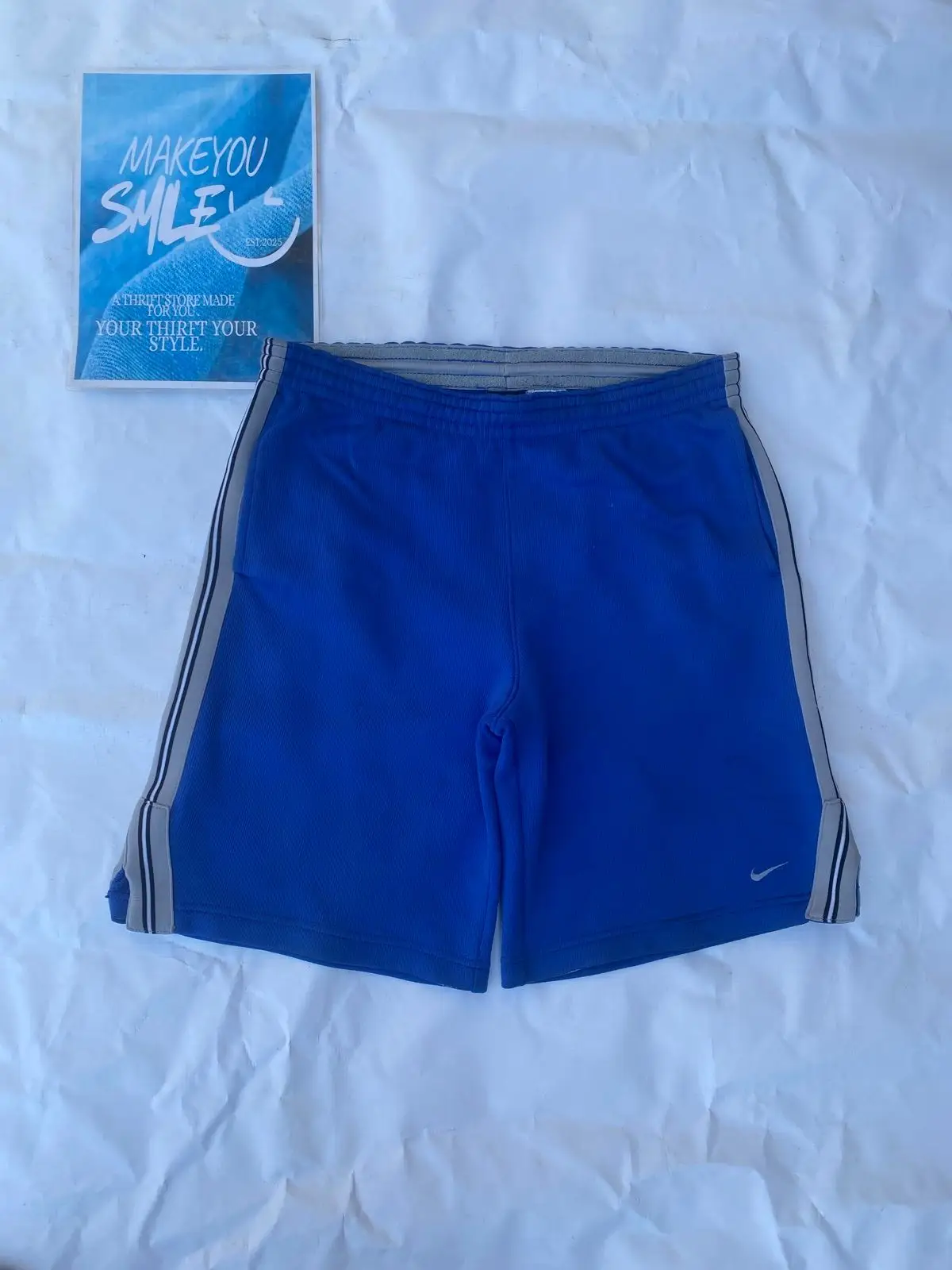 Nike Blue Athletic Shorts with Side Stripes