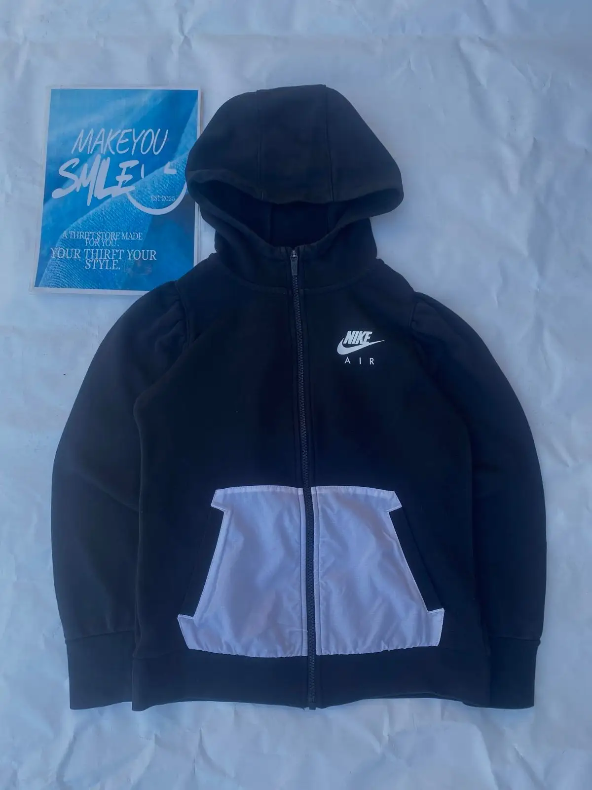 Nike Air Black Zip Hoodie with Contrast Pocket