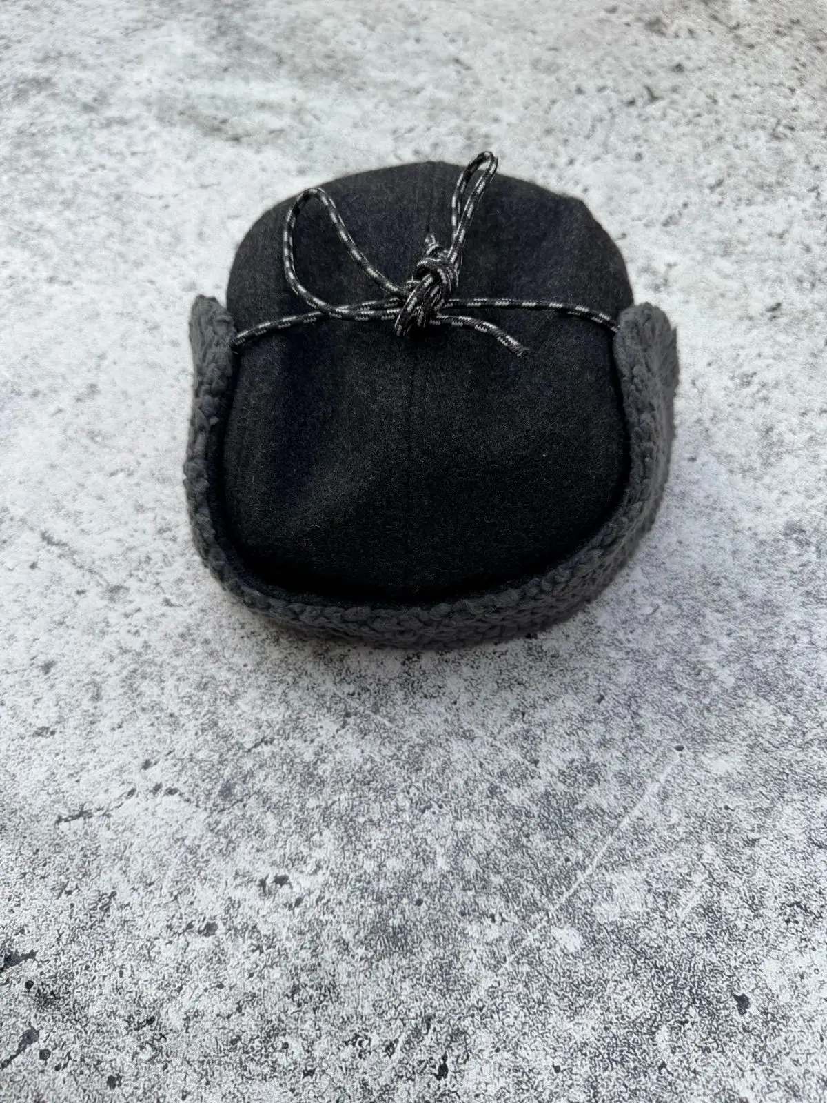 Patagonia Black Wool Earflap Cap